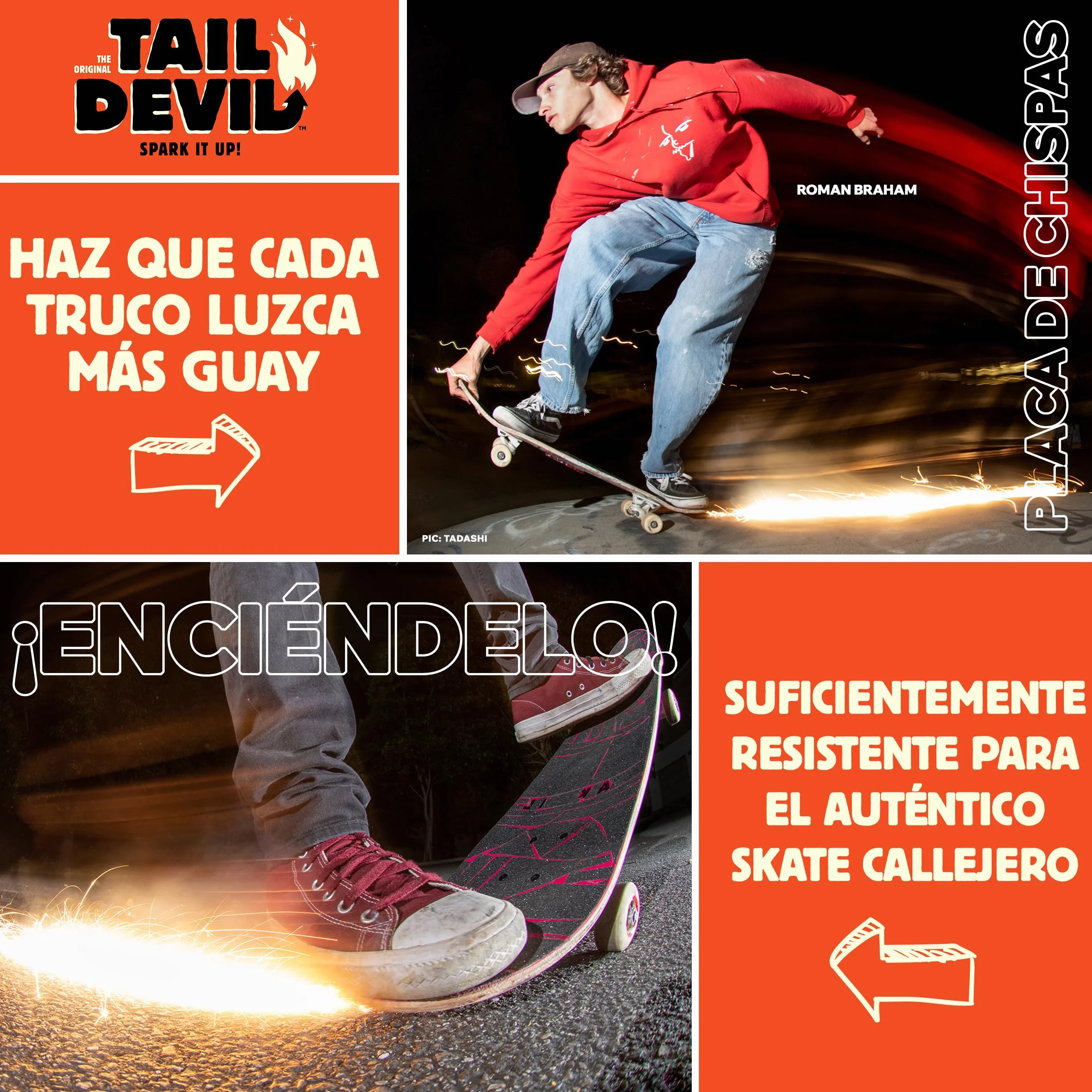 Tail Devil Spark It Up! Placas de Chispa para Skateboard para Niño y Adulto