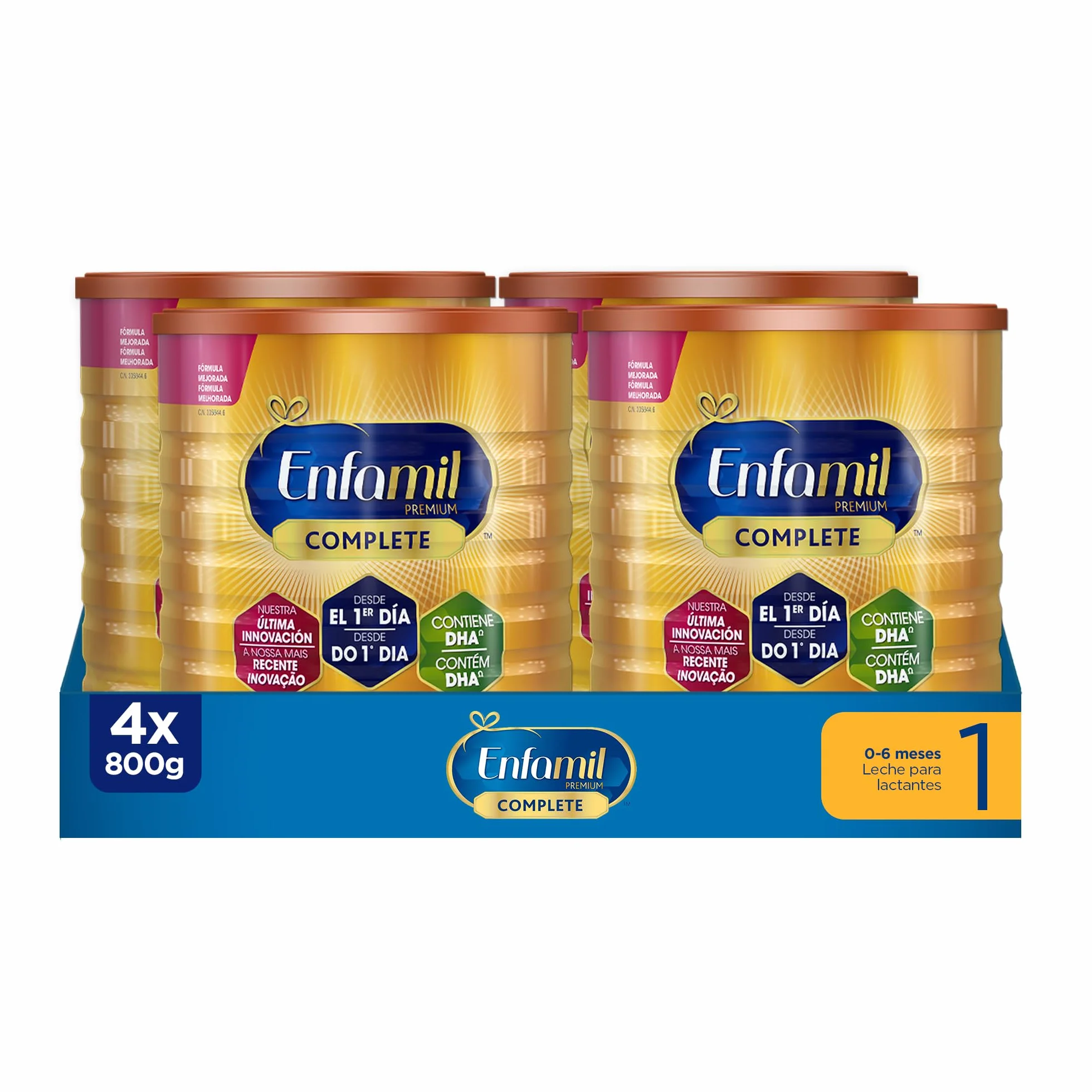 Enfamil Premium Complete 1 Leche infantil 4x800gr Leche Infantil para Lactantes de 0 a 6 Meses de Edad Fórmula para Bebés Recién Nacidos