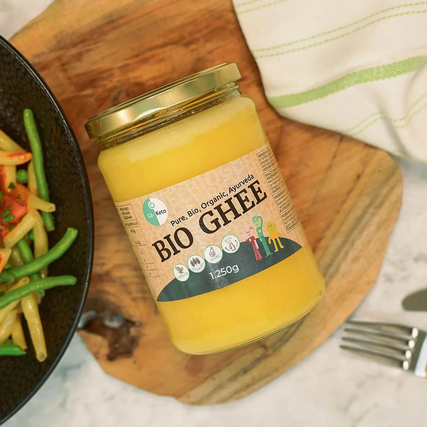 Go-Keto BIO Ghee 1250g Mantequilla clarificada certificada Ayurveda cetogénica Sin lactosa sin gluten Low Carb