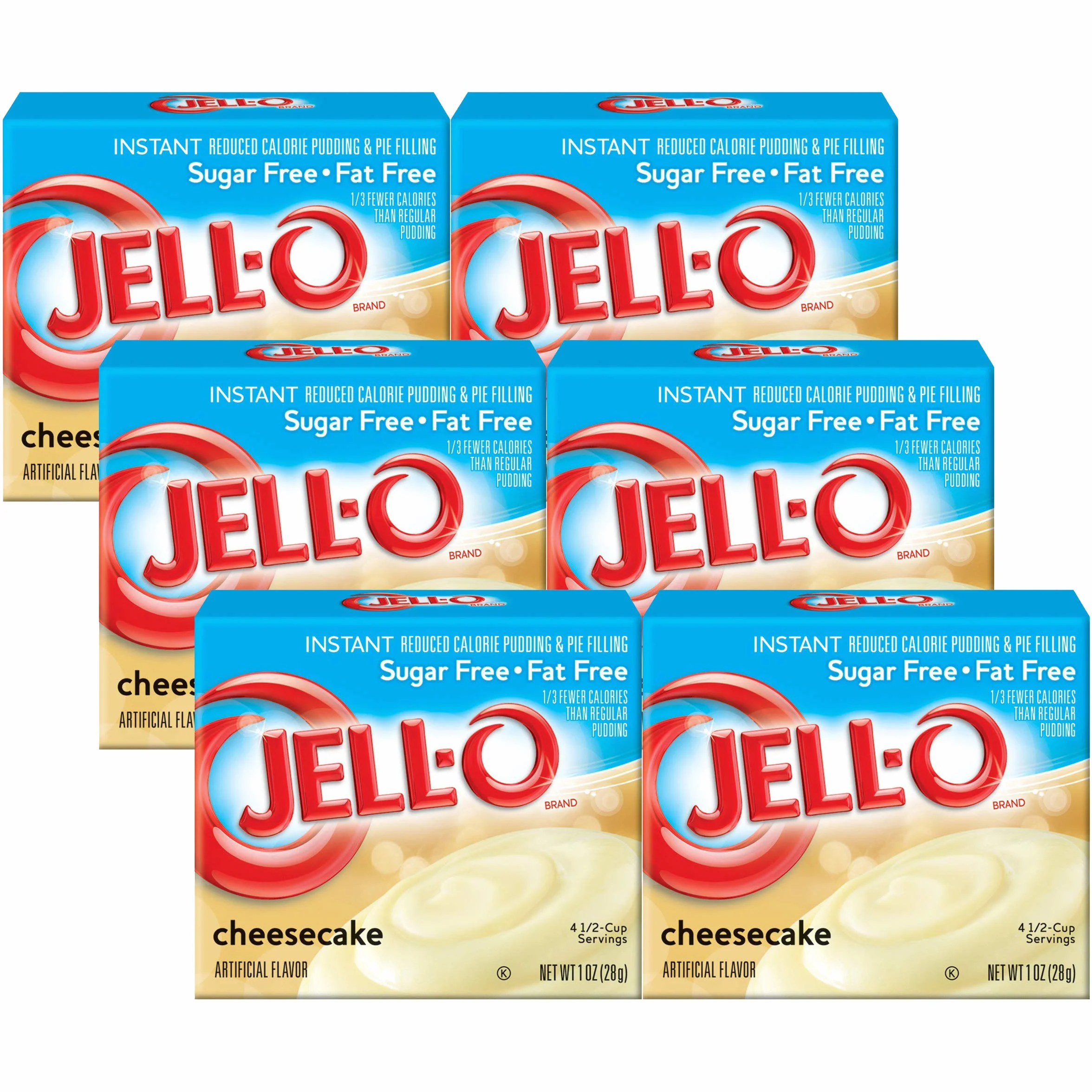 Jell-O Sugar-Free Instant Pudding and Pie Filling, Cheesecake, 1-Ounce Boxes (Pack of 6)