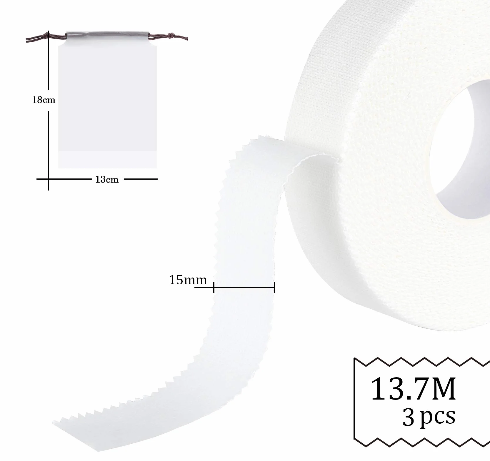 Anstore Cinta de escalada 1,5 cm x 13,7 m blanco 3 rollos