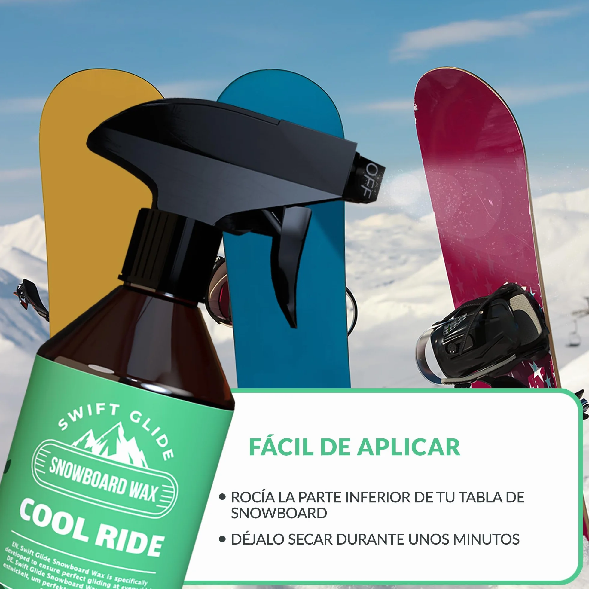 Cera para Esquí y Snowboard en Spray 250ml - Fácil Aplicación - No Mancha