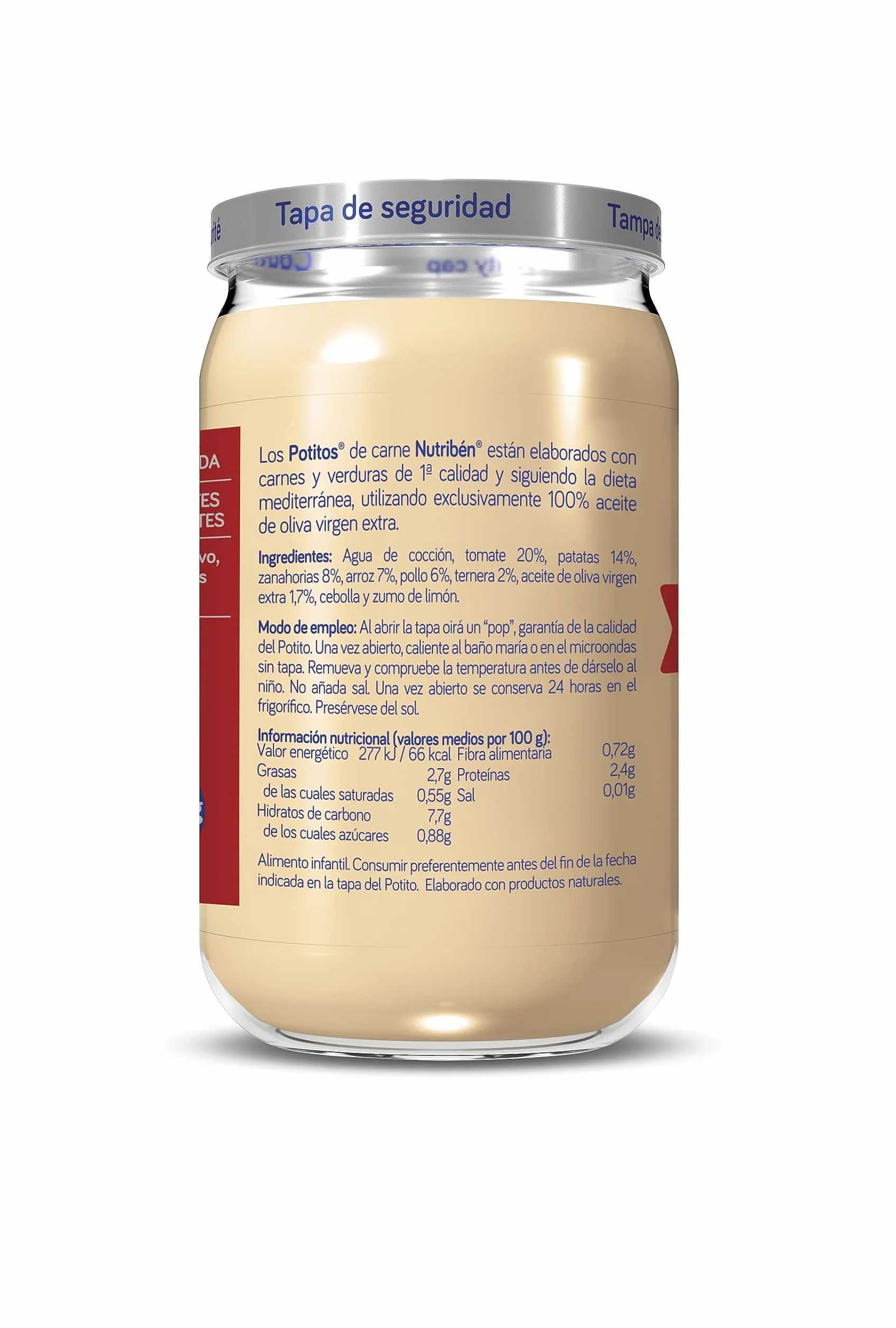 Nutribén Potitos | Tarrito de Verduras con Pollo y Ternera | Para Bebés a partir de 6 Meses | Sin Almidones | Sin Azúcares Añadidos | Sin Gluten, Huevo, Leche | Pack de 6 Unidades | 1410 g