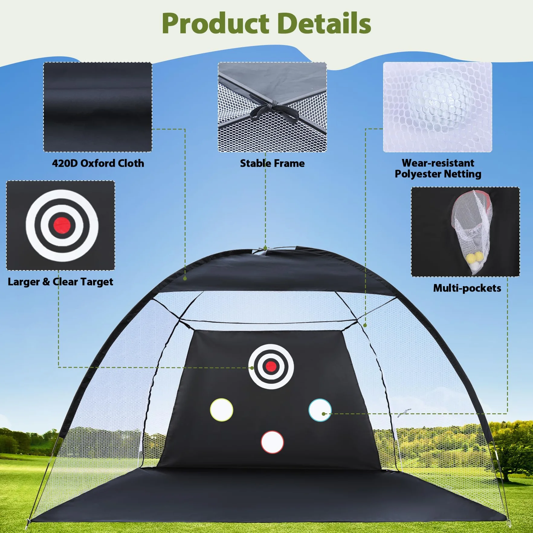 Golf Practice Net with Hitting Mat for Indoor Outdoor Backyard Driving Chipping