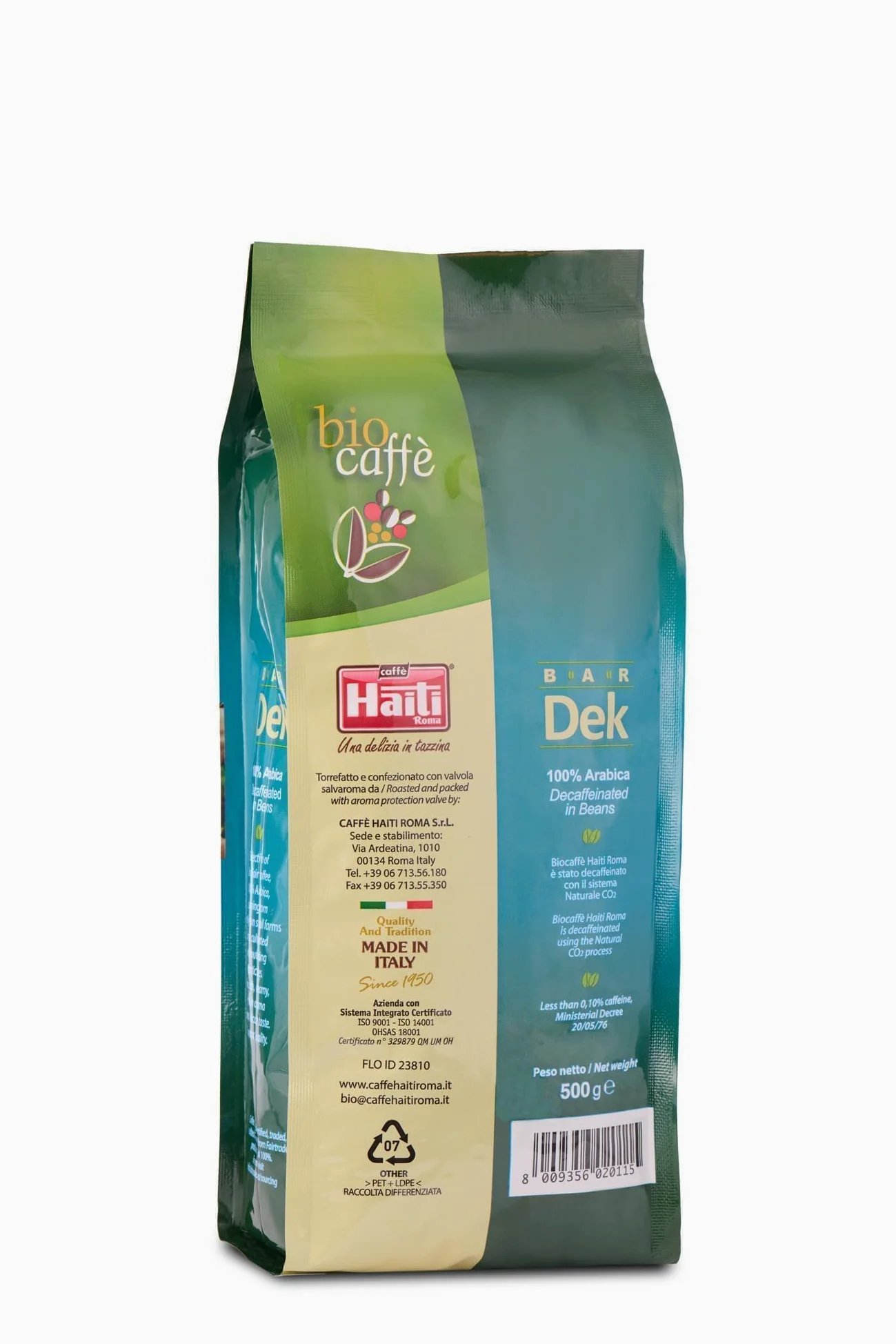 Caffè Haiti Roma Biocaffè Bar Dek 100% Café arábica en granos 100% Orgánico 100% Comercio justo 2 x 500 g
