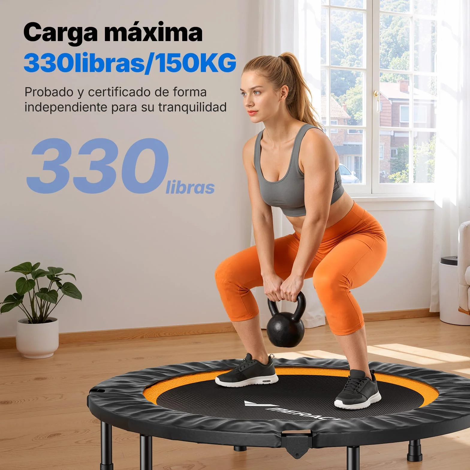 MERACH Trampolin Fitness Adultos 102cm 122cm Camas Elasticas Plegables Carga Maxima 330 LB