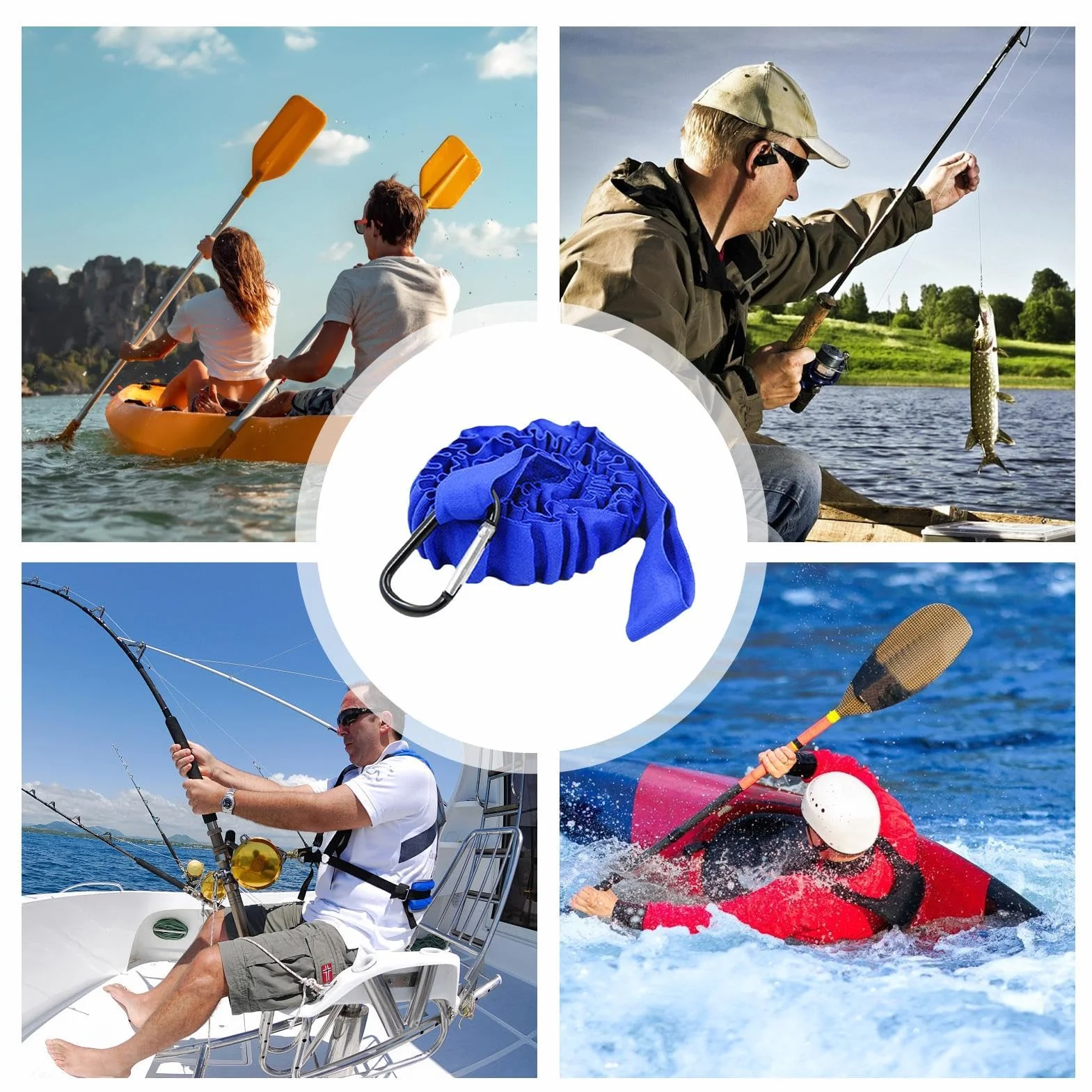 Cuerda de remo para kayak, cordón elástico en espiral con autobloqueo, accesorios de pesca portátil