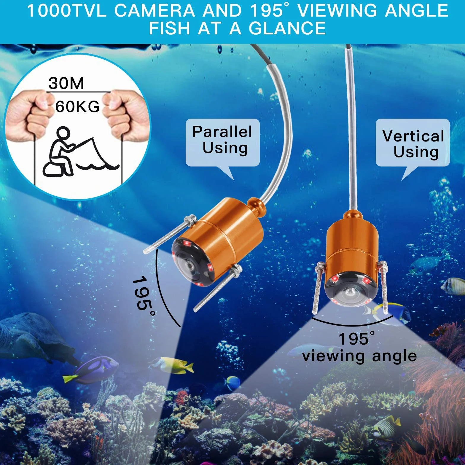 Cámara de pesca subacuática 4,3 pulgadas IPS para pesca en hielo, río y barco