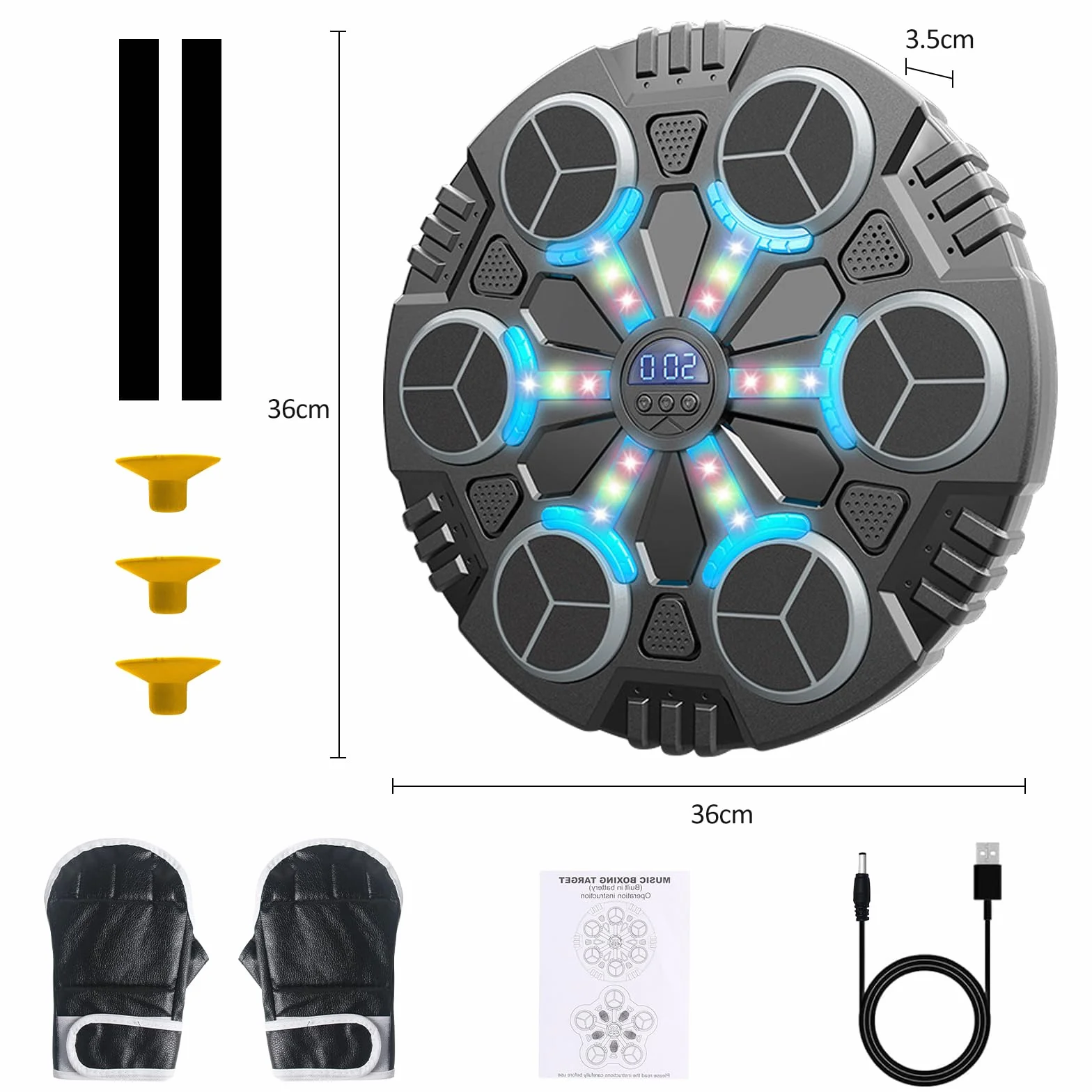 Máquina de Boxeo Musical LED con Guantes, 3 Velocidades Ajustables, Bluetooth para Adultos y Niños