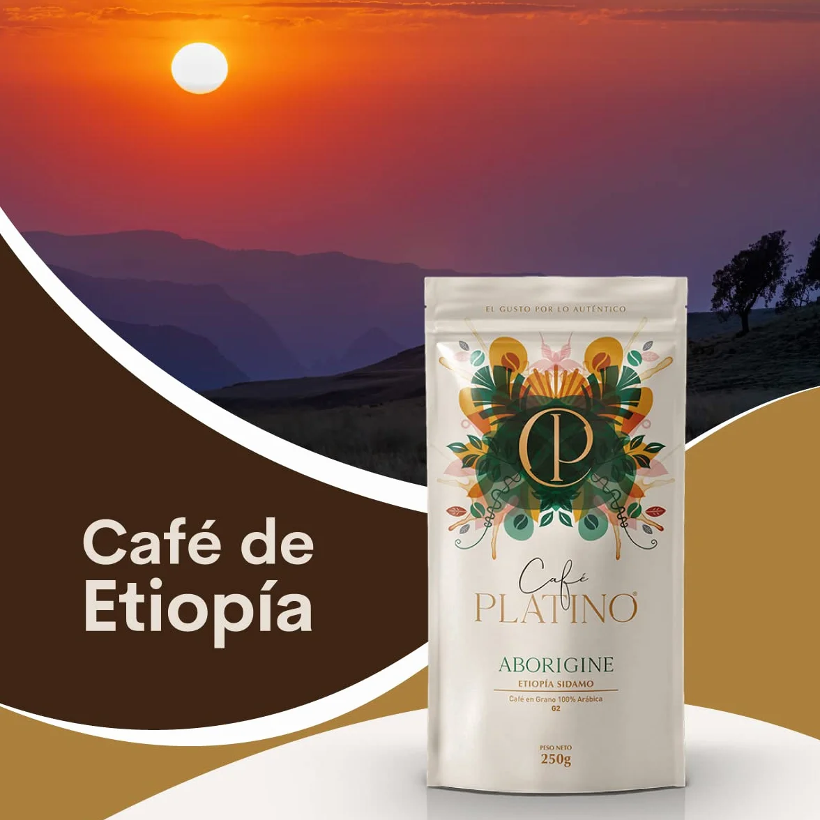 Café Platino Aborigine - Café Molido de Etiopía Sidamo Tostado 250g - 100% Arábica G2