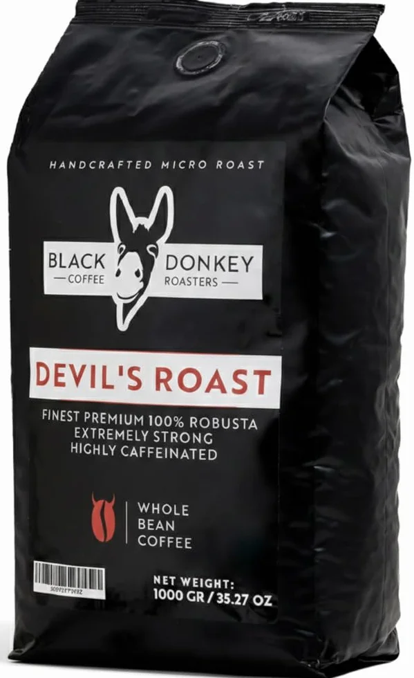 Black Donkey - 1KG Café Natural En Grano (DEVIL'S ROAST) | Extremadamente Fuerte | Altamente Cafeinado