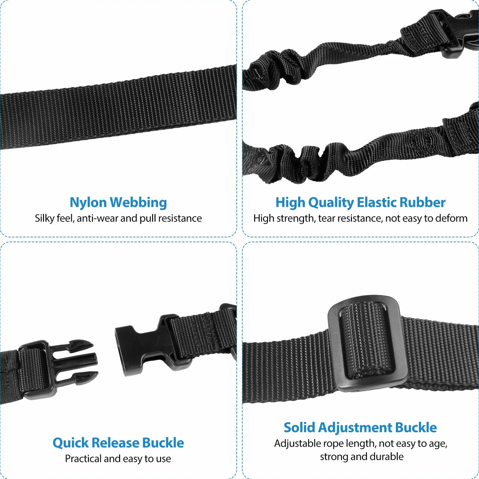 Correa Táctica 1 Punto Sling Ajustable Rifle Nylon con Gancho Metal y 2 QD Swivel para Airsoft Caza