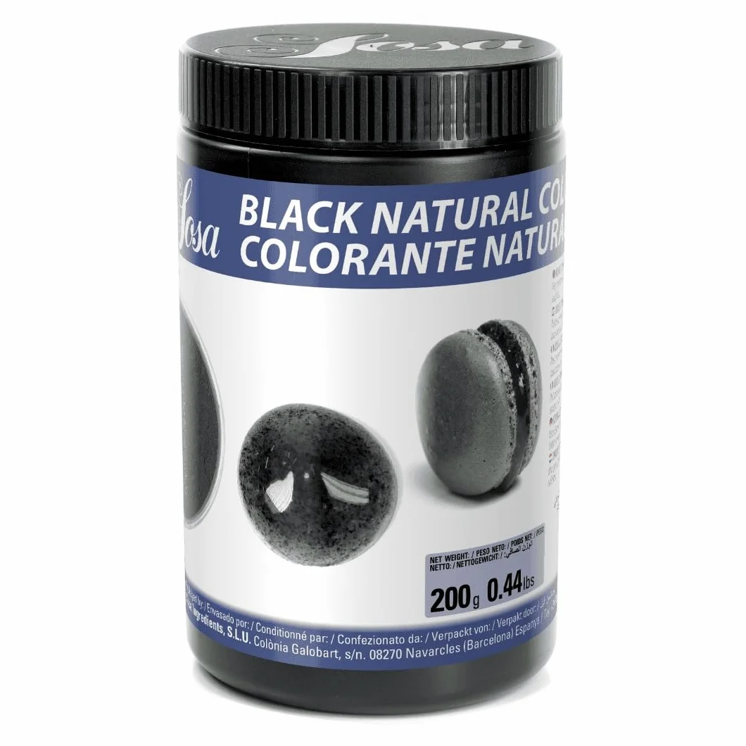 SOSA Colorante natural en polvo - Hidrosoluble- Uso alimentario (Negro, Intermedio)