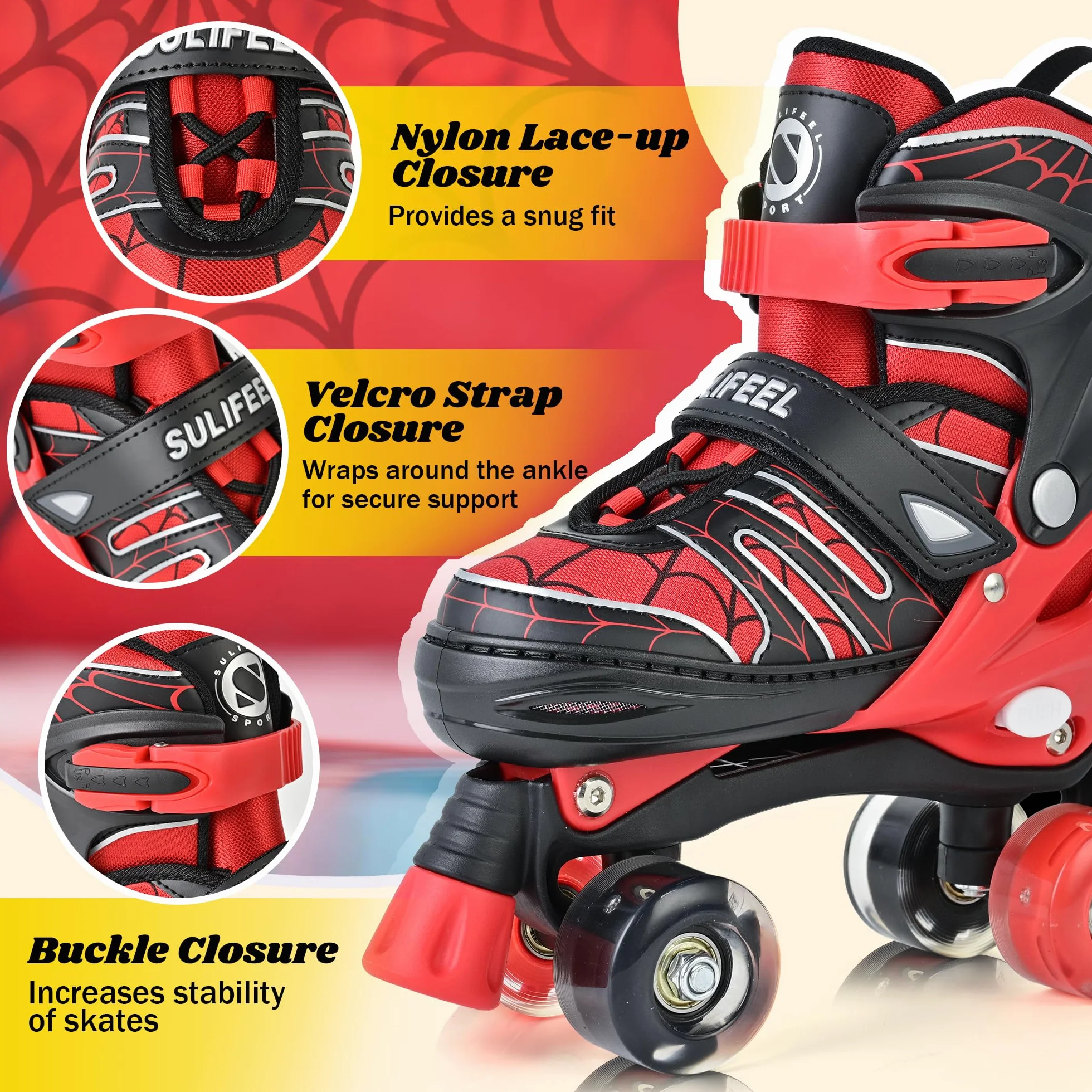 Patines de ruedas ajustables para niños SULIFEEL con luces 4 tamaños