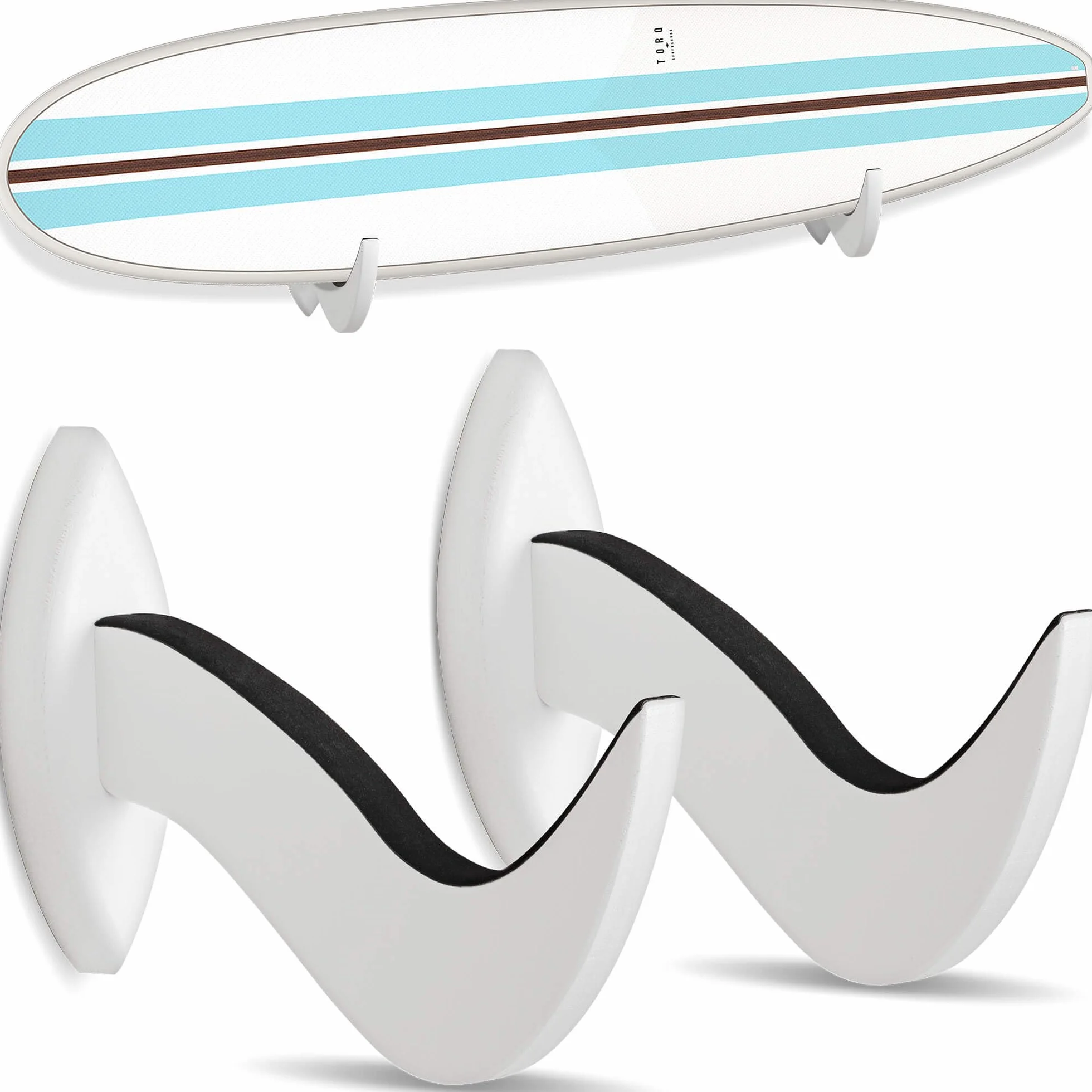 Soporte de Pared para Tabla de Surf, Estante de Madera Sostenible, Colgador (Blanco)