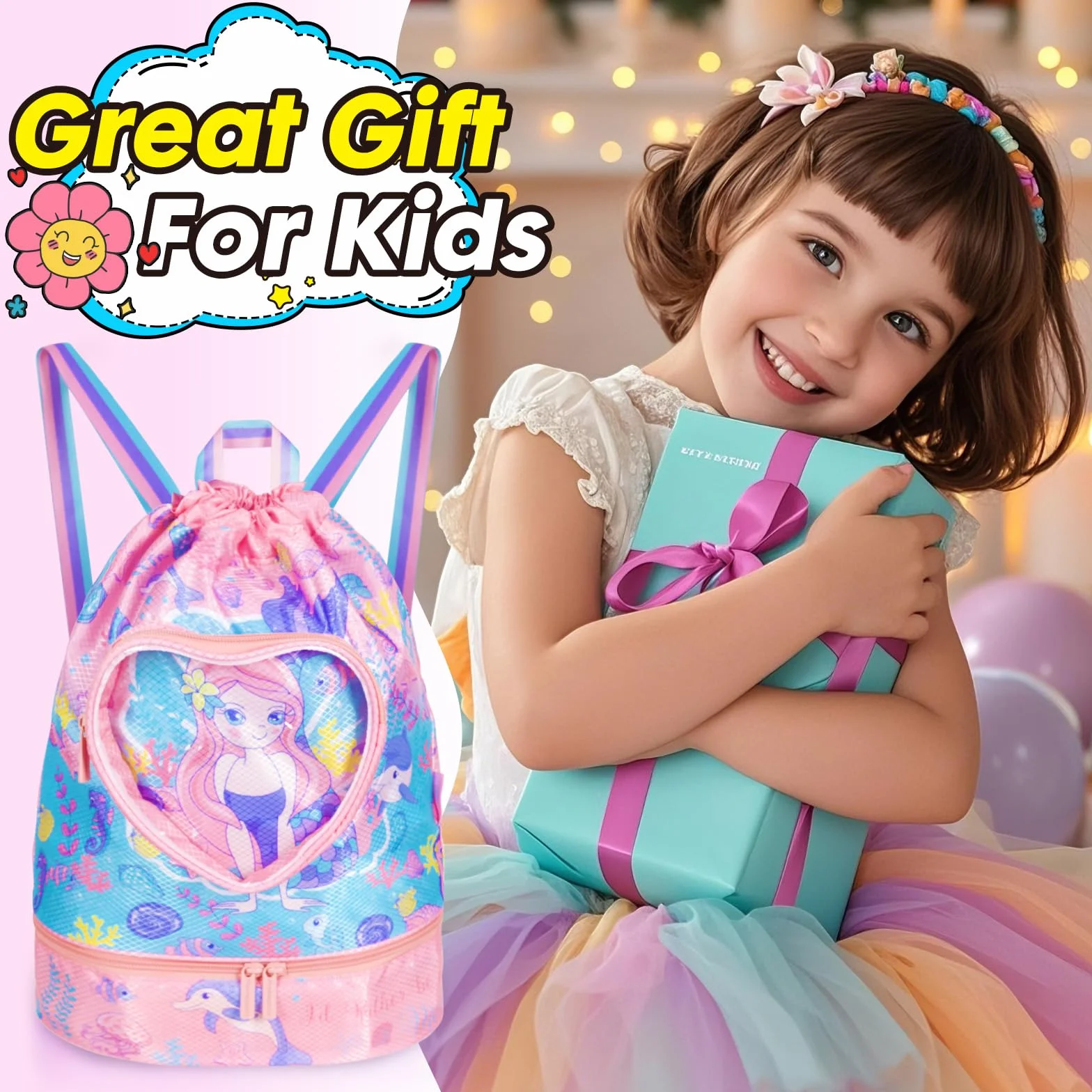 PinkSheep Bolsa de natación impermeable para niños con compartimento para zapatos