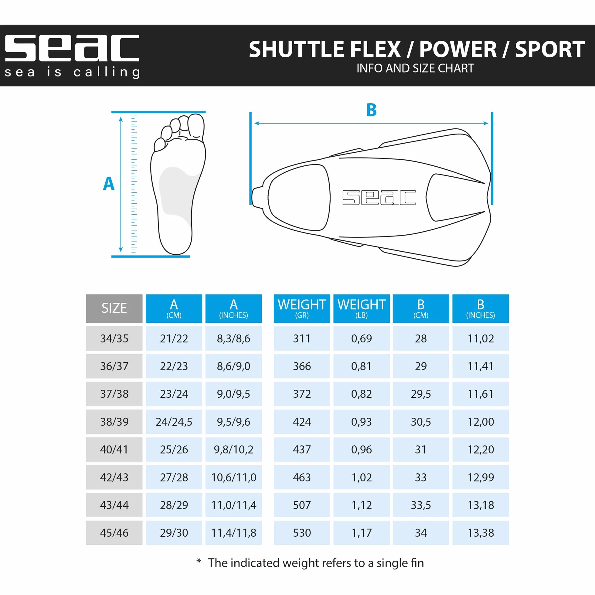 Seac Shuttle Aletas cortas de natación 100% silicona para entrenamiento cardiovascular