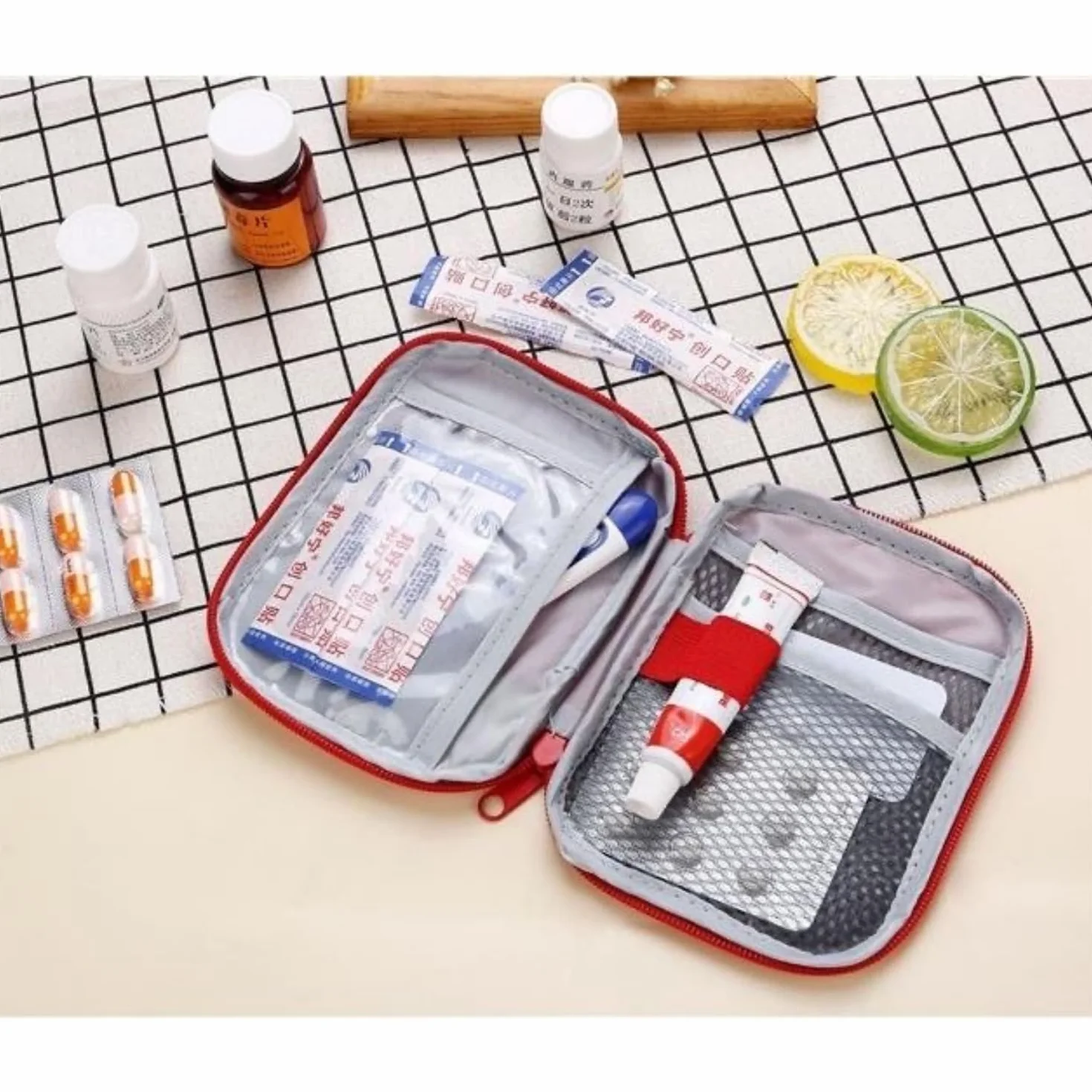 Botiquín de Primeros Auxilios 2 Piezas Bolsa para Medicamentos Viaje Camping Rojo