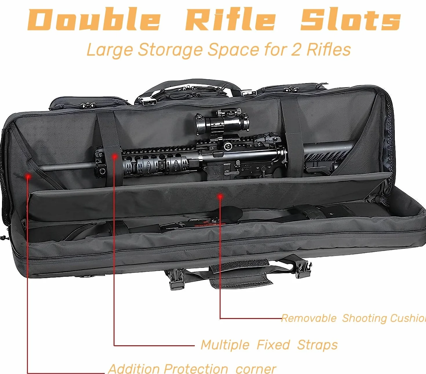 ACEXIER Funda Doble para Rifle Acolchada con Cierre para Carabina Mochila con System Molle