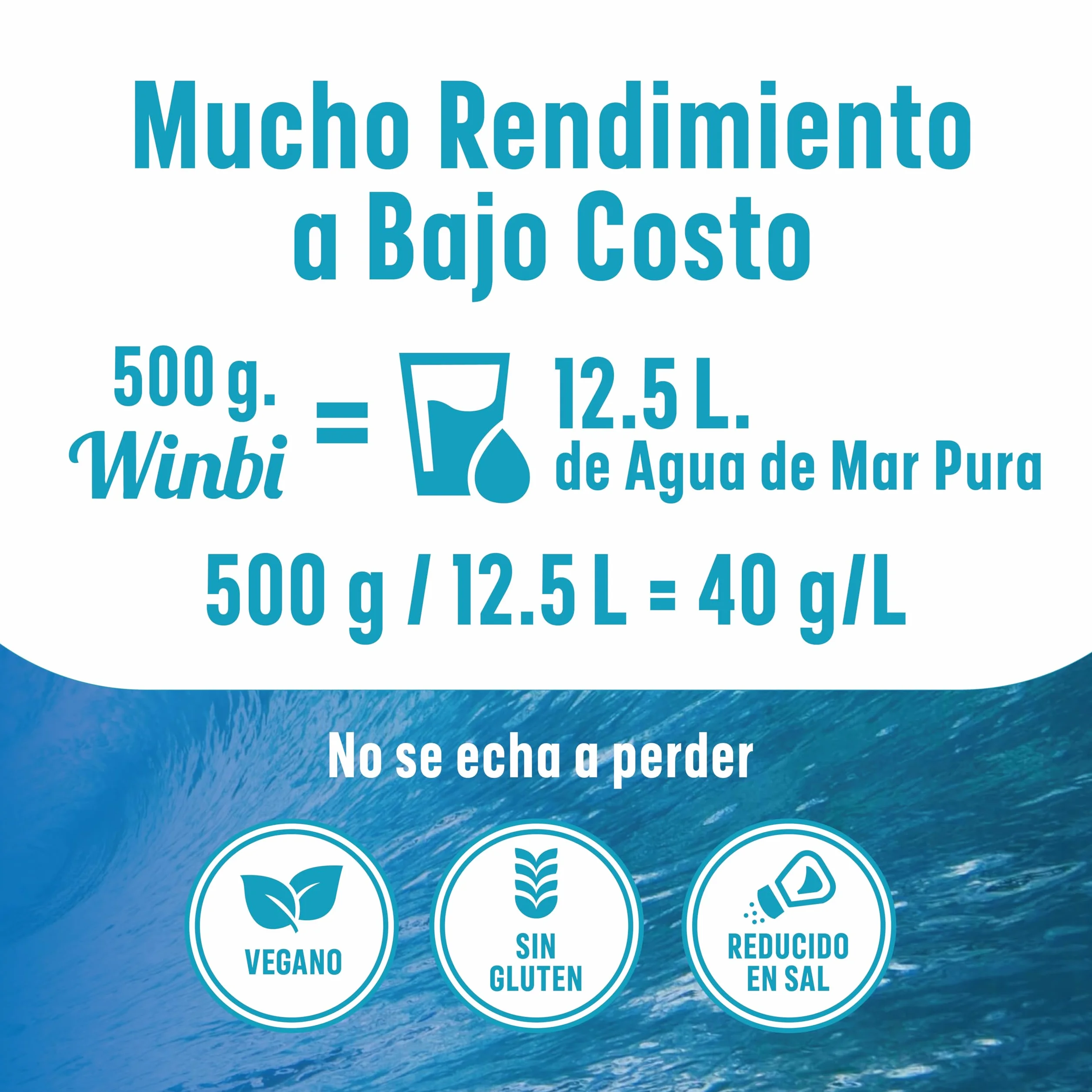 50 LITROS De Agua De Mar Winbi Para Beber. Múltiples Beneficios Al Cuerpo. Agua Marina Con Alto Contenido En Magnesio, Potasio Y Calcio. (500Gr)
