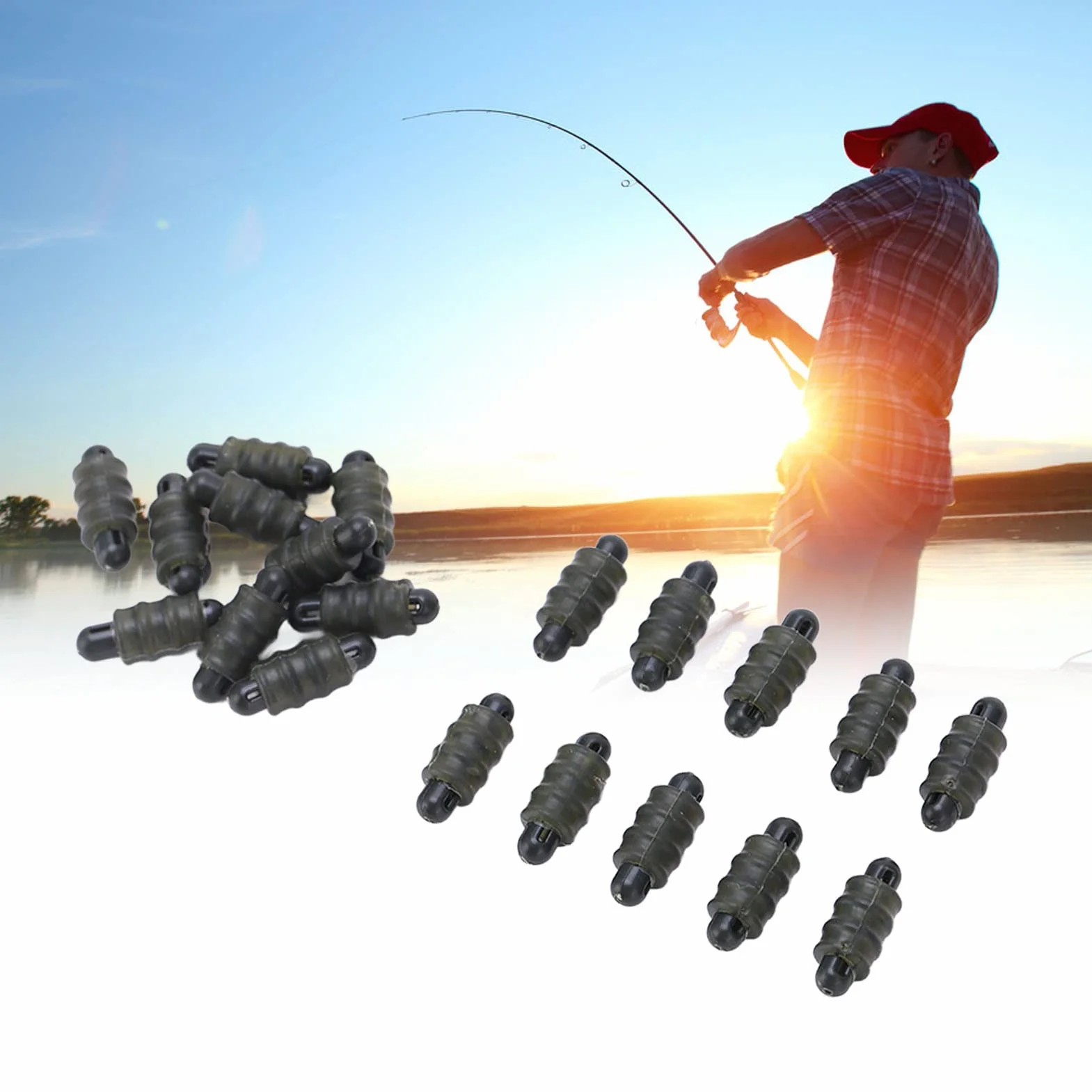 Alomejor Conectores de Pesca de Carpa 20 Piezas Cuentas de Parada Roscadas de Plástico Cambio Rápido