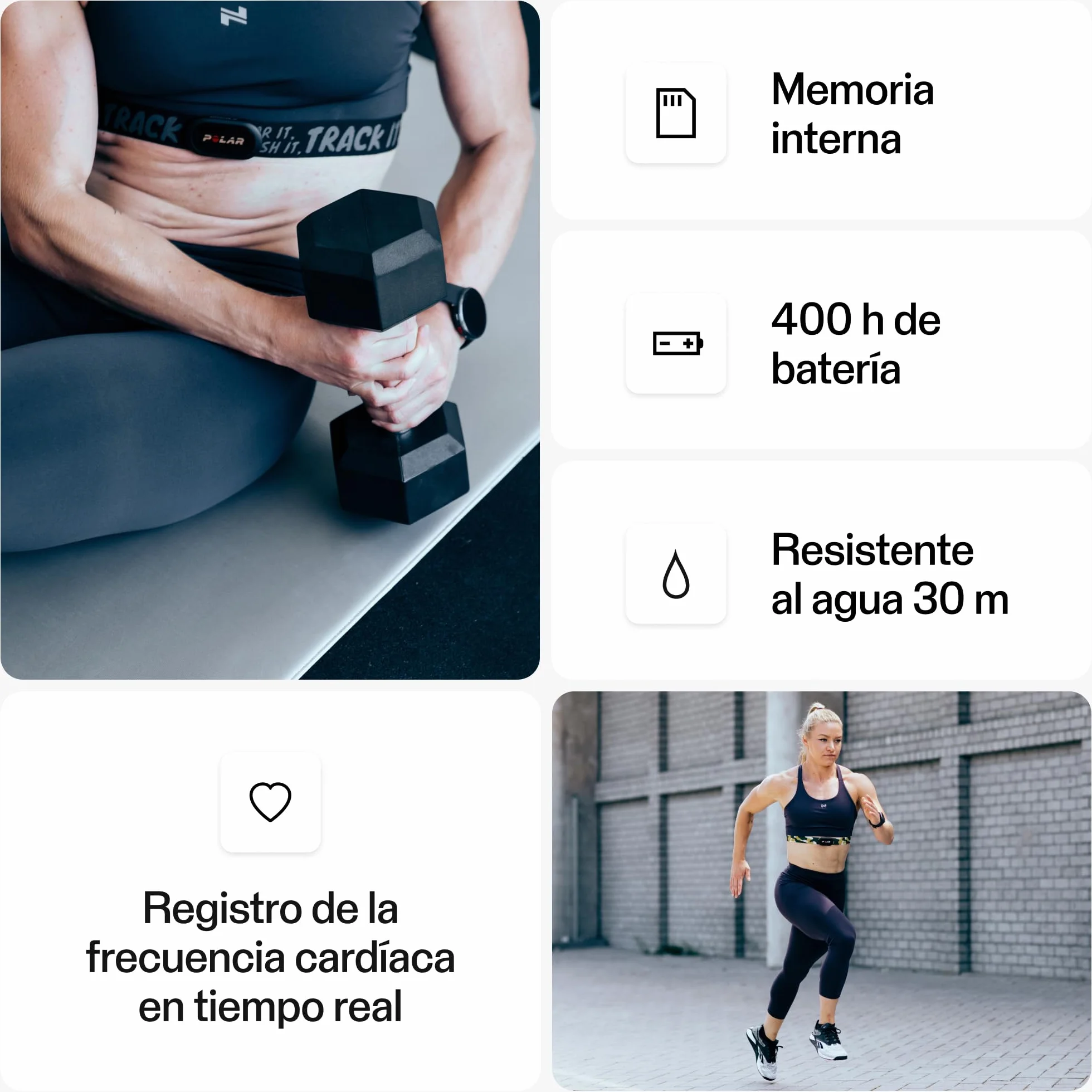 Polar H10 Sensor de FC Ant+ Bluetooth Precisión ECG EKG Resistente al Agua Batería Reemplazable