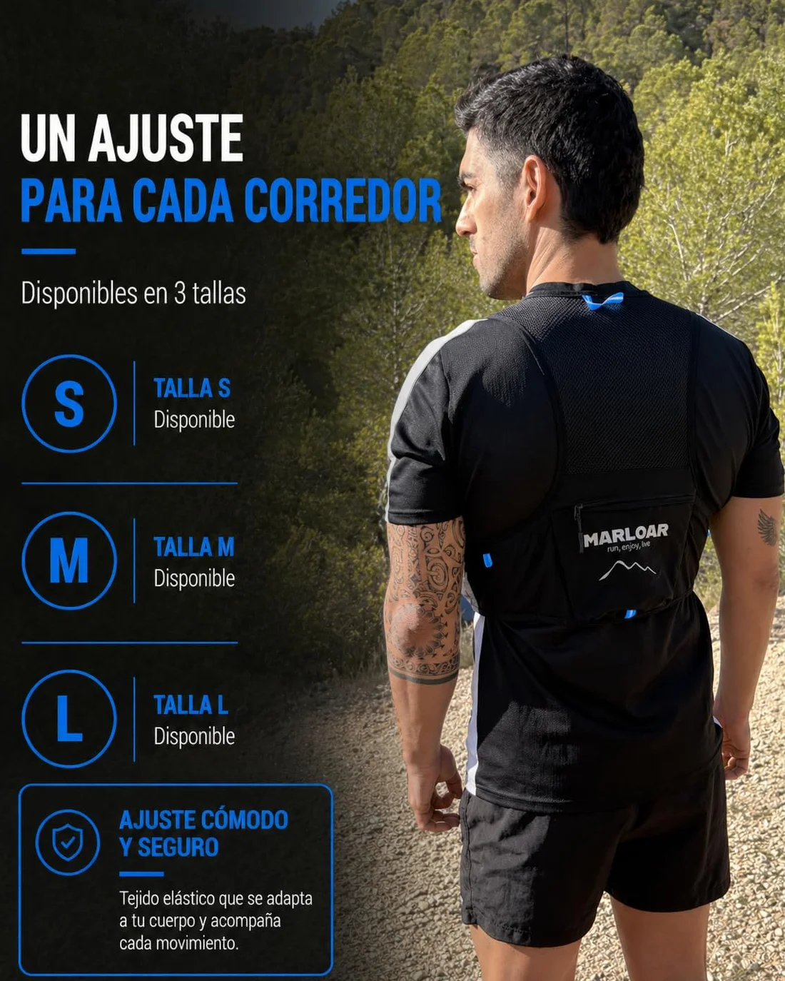 Chaleco Running Trail Running con 2 Soft Flask 500 ml Ajuste Cómodo Ligero Transpirable