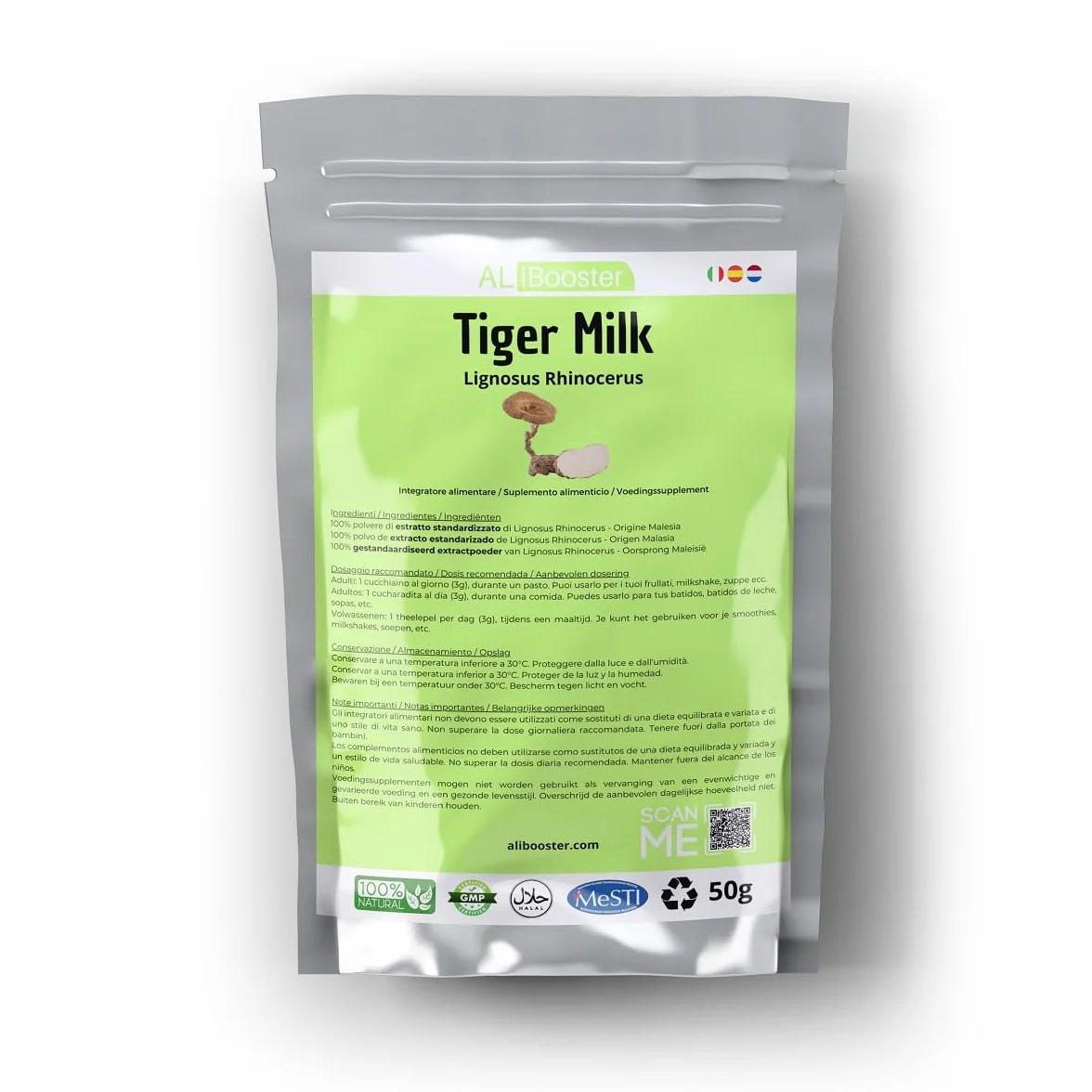 Polvo extracto puro estandarizado seta Lignosus Leche de tigre - Tiger Milk 50g