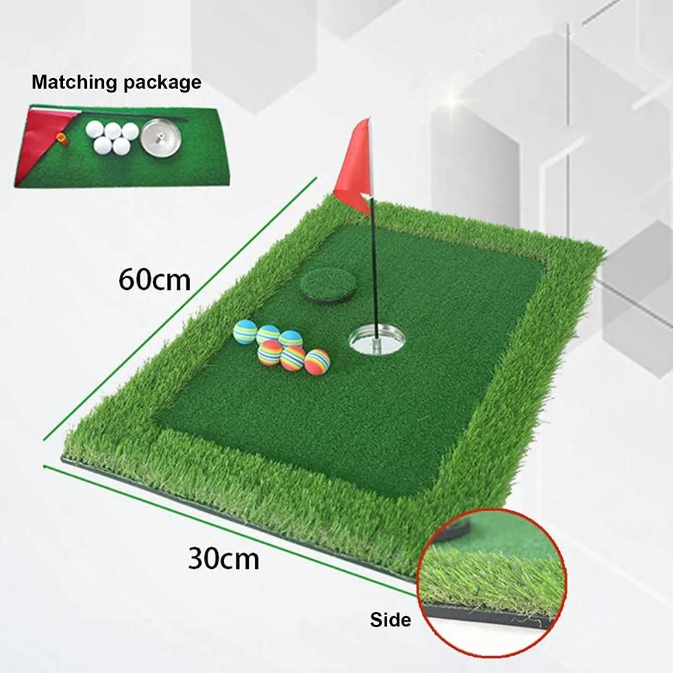 Juego de golf para piscina verde flotante, accesorios de entrenamiento, tapete de golpeo al aire libre