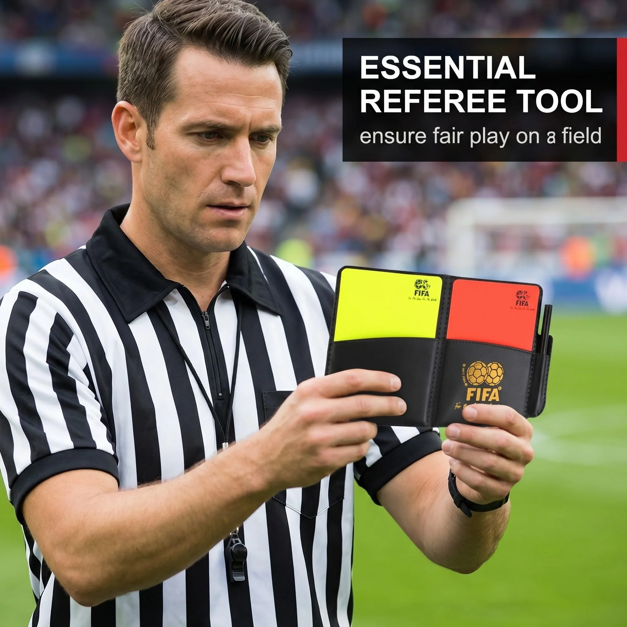 Kit de Tarjetas Árbitro Fútbol, PVC Tarjetas Amarillas y Rojas con Bolígrafo, Juego Deportivo para Partidos Escolares