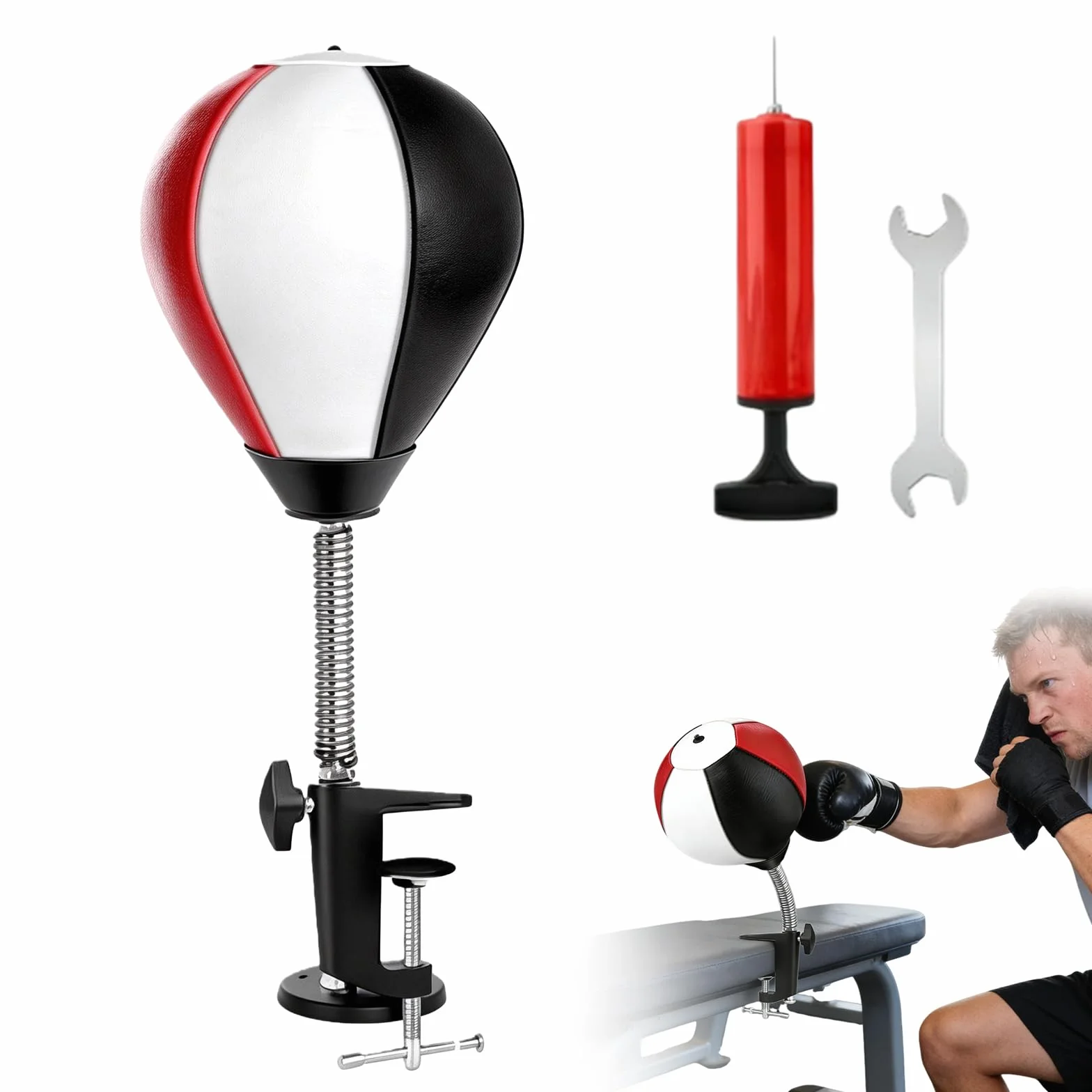 Mesa Punchingball con Abrazadera de Mesa, Mini Saco de Boxeo con Bomba de Aire para Aliviar el Estrés
