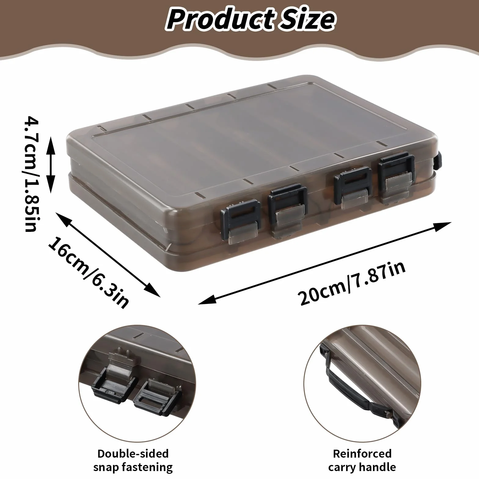 Caja de Señuelos de Pesca, Doble cara Caja de Almacenamiento Transparente 20x17x4,7 cm