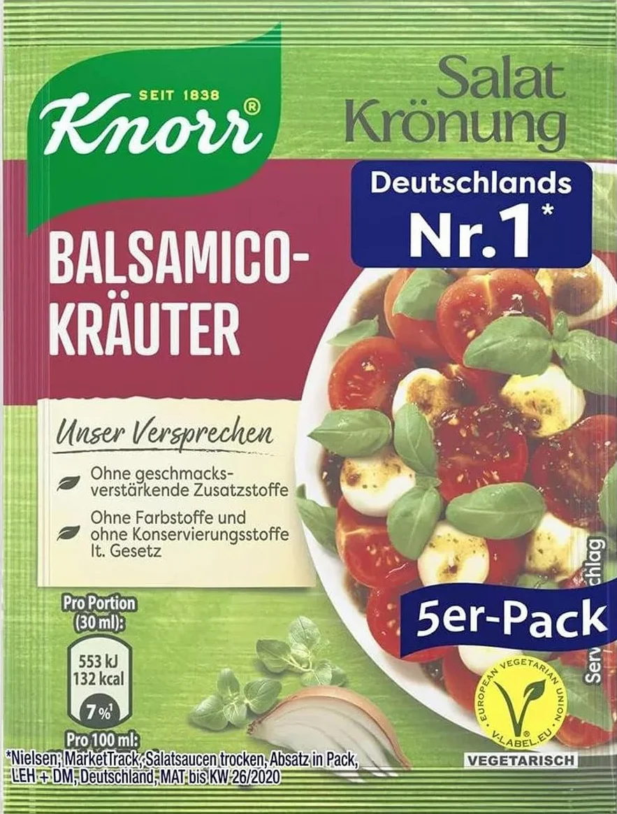 Balsamico-Kräuter Salat-krönung - Dressing Mix Alemania sabor a hierbas balsámicas, a base de hierbas procedentes de agricultura sostenible - Compatible con Knorr - 55g