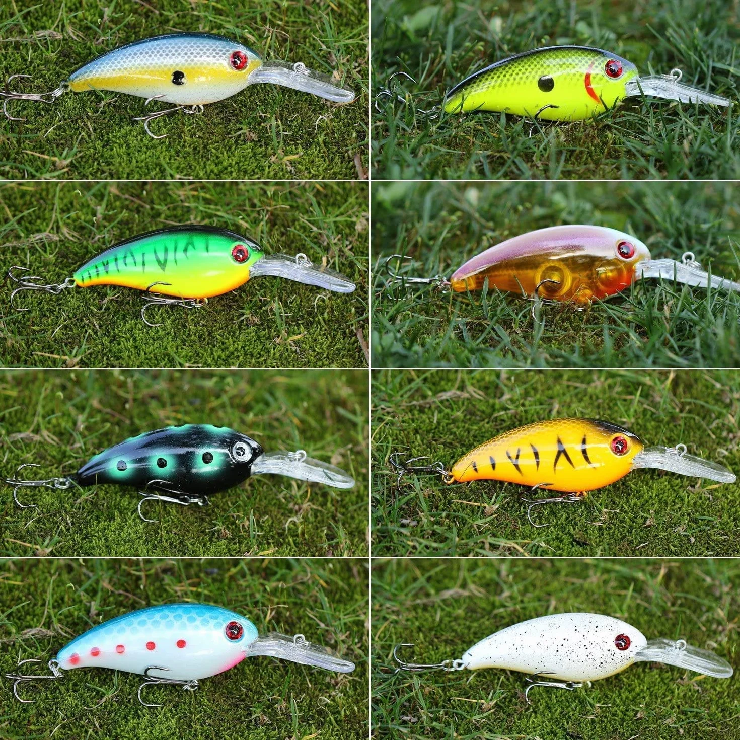 Sougayilang Señuelos de Pesca Superficial Buceo Profundo Swimbait Crankbait 8pcs