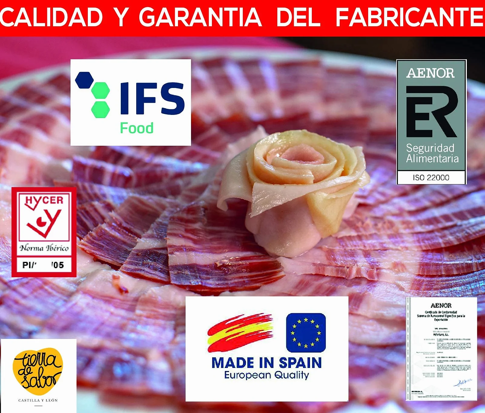 Lote Surtido Gourmet Gran Reserva Duroc + Ibérico Bellota 600 g 6 Sobres Jamón Chorizo Salchichón Cert. Hycer Guijuelo