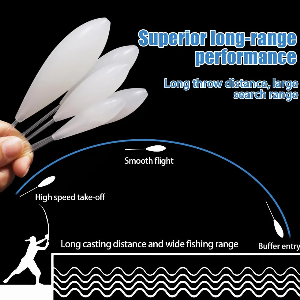 Fishing Sbirolino Kit 12 Piezas 6 Lento Hundimiento 6 Flotantes 8-40g Cebo Trucha Transparente