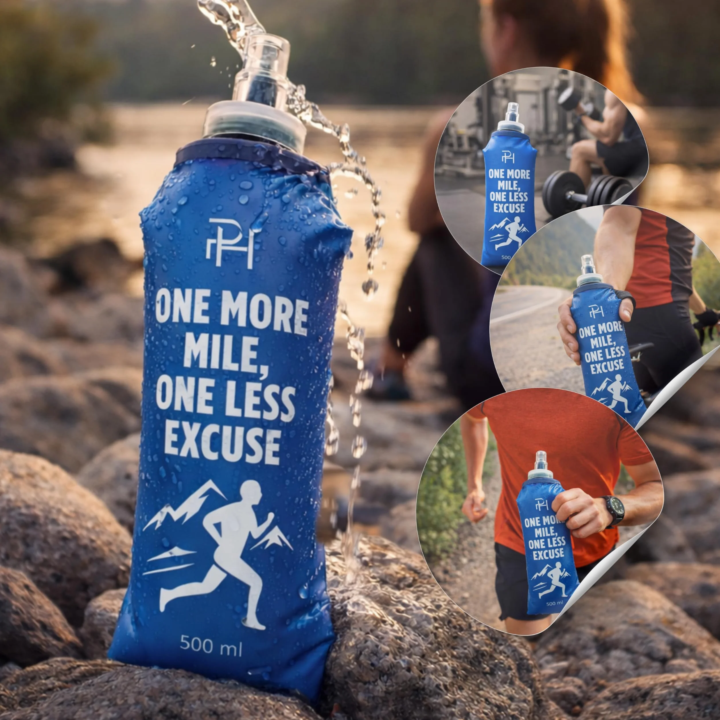 Ph Pro Heat Soft Flask 2 Botellas Plegables de Agua para Running 500ml Flexible Accesorio Senderismo Trail Running