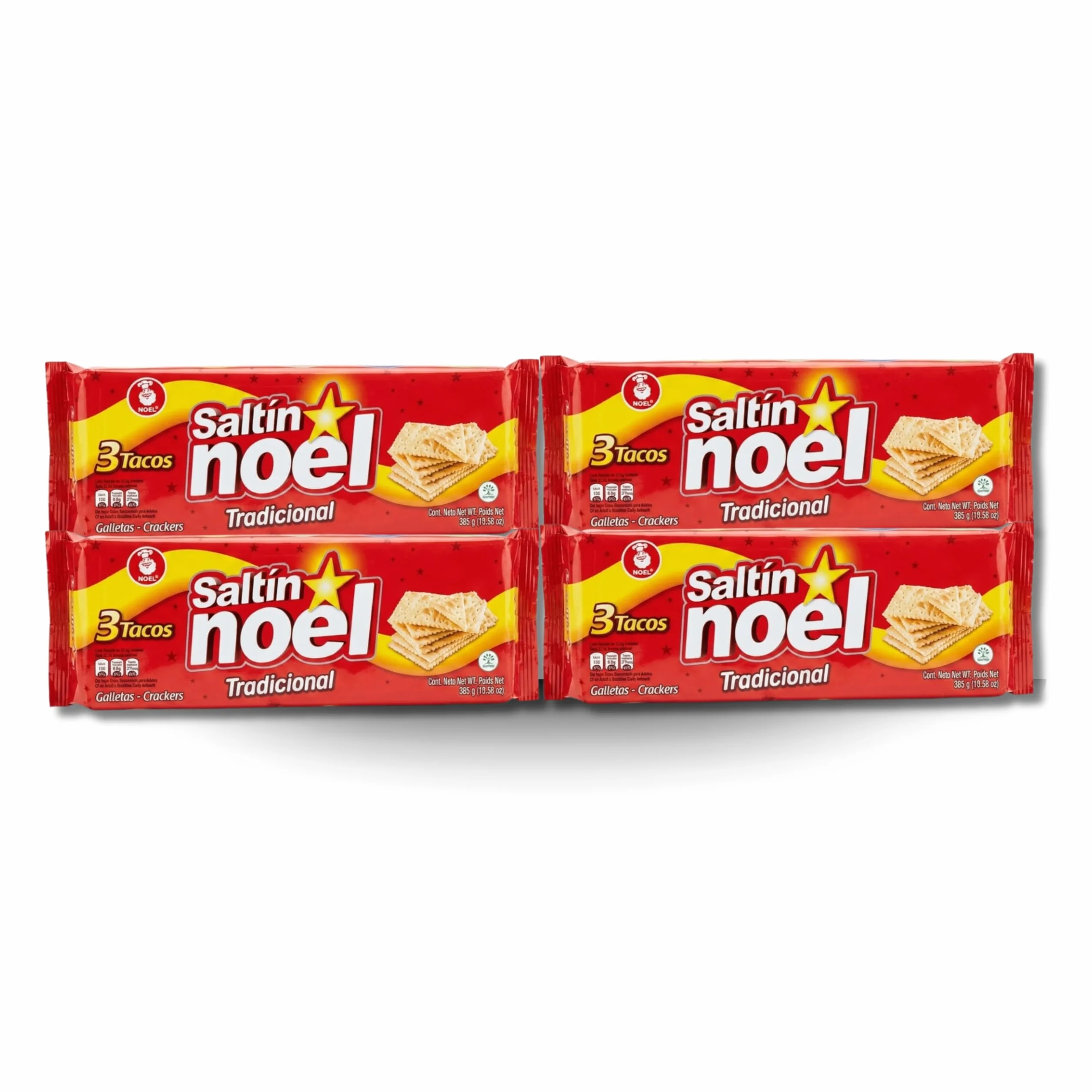 Pack de 4 Paquetes de Galletas Crackers (3 Tacos por Paquete, Total 1540g) - Galletas Saladas Crujientes - Saltín Noel - Ideales para Desayunos y Aperitivos - NEXU