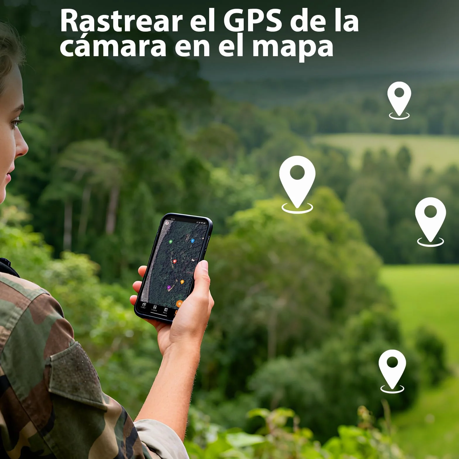 Meidase S970 Pro 4G LTE Cámara de Caza, 48MP 1296P, con Transmisión en Vivo, Visión Nocturna, Activación por Movimiento 0.1s, Transferencia de App, con Batería de 7800mAh y Tarjeta SD 64GB, GPS