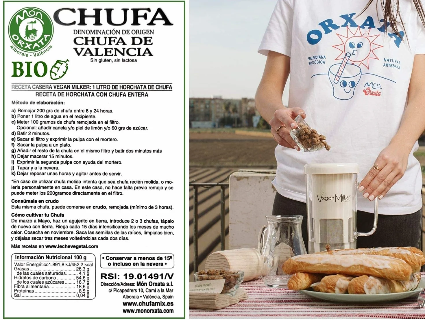Chufa ecológica BIO 1 Kg Atmósfera protectora D.O. València - Món Orxata. Ideal para consumo en crudo o para elaboración de horchata. Conservar a menos de 15º