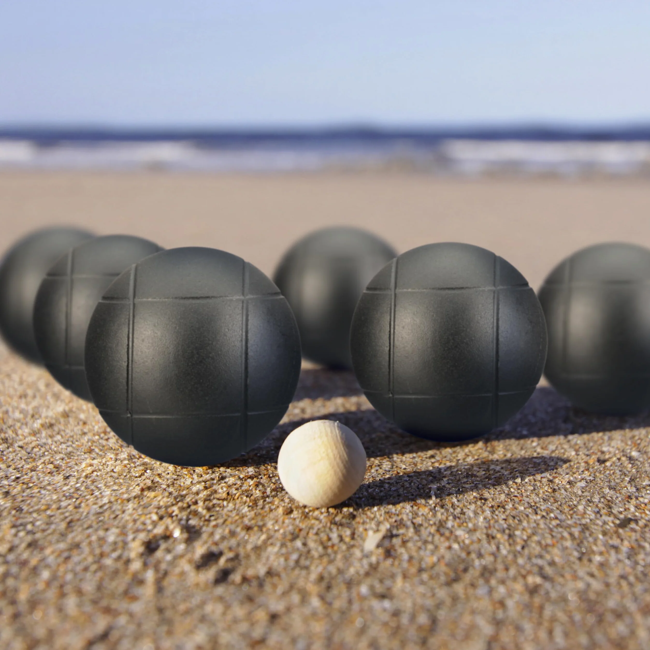 Relaxdays Set de Petanca Acero Juego Bolas Boccia con Boliche Cuerda Medición Bolsa Transporte Negro