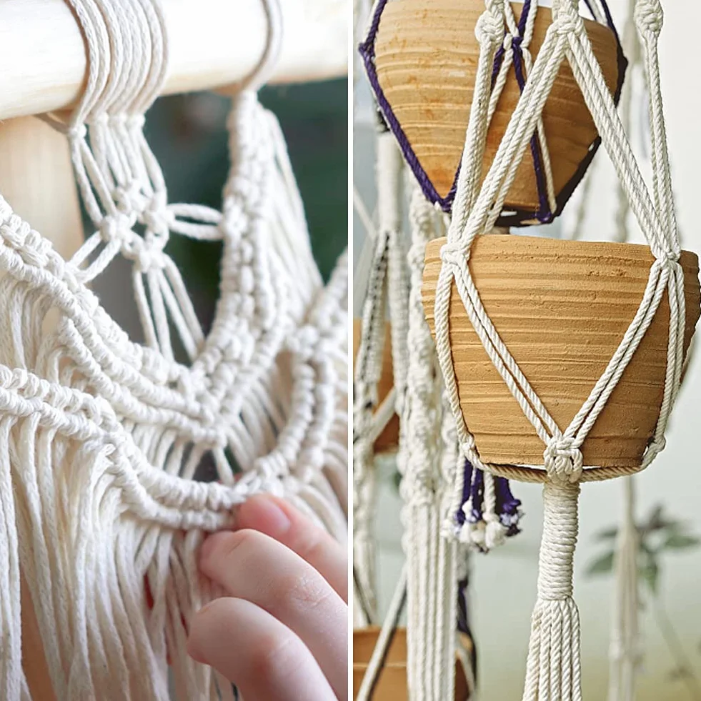 Hilo Macrame 4mm x 100m Cuerda Algodon Natural Cordones Colgante Pared DIY Artesania Colgador Plantas Aros Atrapasueños Tapices (Naranja)