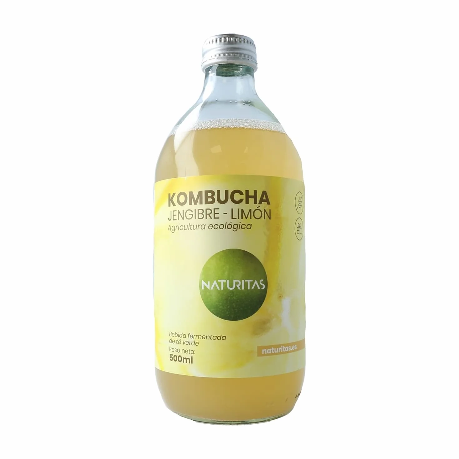 Pack de kombucha jengibre-limón BIO | 6 unidades de 500ml | Naturitas Essentials | Refresco saludable | Ayuda a la digestión | Refrescos