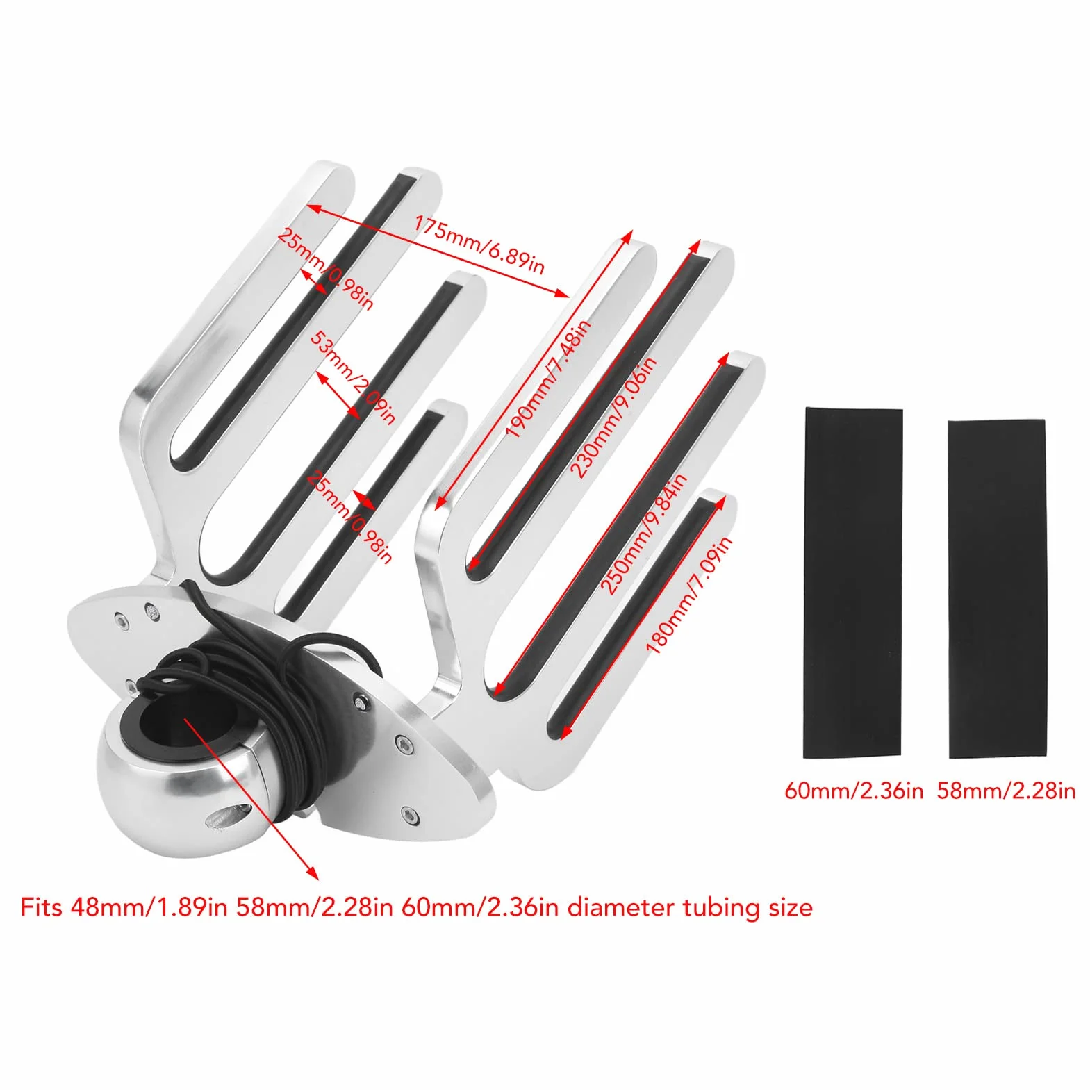 Sunicon Rack de torre de Wakeboard 6061 Aluminio Soporte rodilla 48-60 mm Tubo
