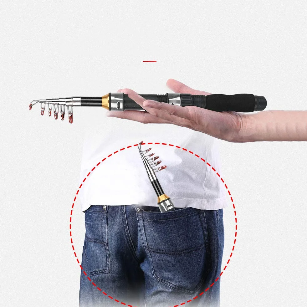 Yosoo Health Gear Caña de Pescar Portátil 1,5 m Mini Corta