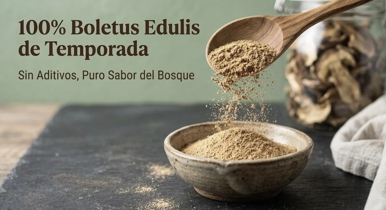 Boletus Edulis en Polvo (200grs.) - Setas Silvestres Deshidratadas. Harina de Boletus Gourmet para Mejorar tus Patos, Salsas, Cremas, Risottos. Producto Gourmet Sin Conservantes 100% Boletus.