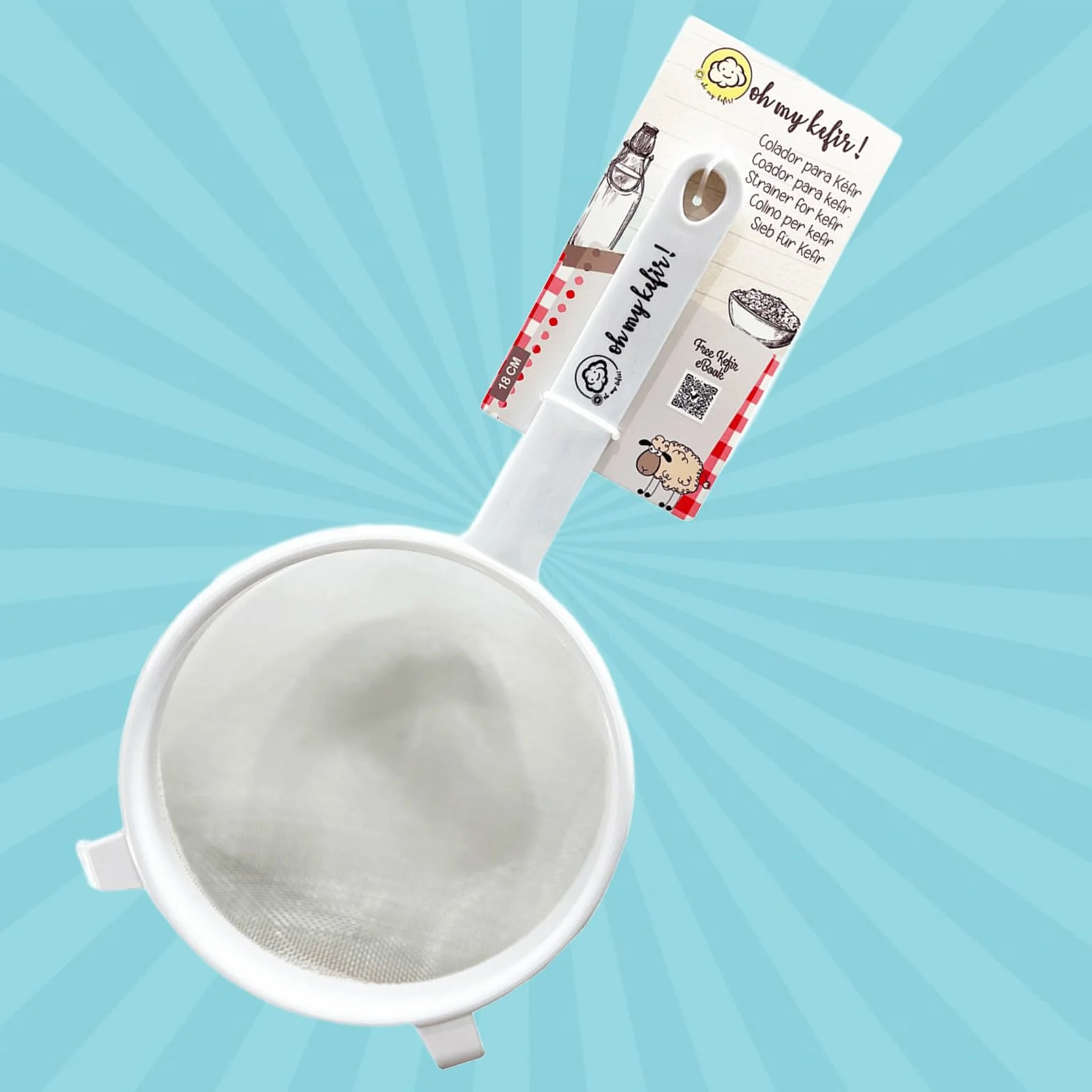 PACK COMPLETO Nódulos Kéfir de Leche Frescos + Colador 18 cm – Instrucciones y Recetas en Español – Kit Probiótico Natural con Asesoramiento - OH MY KÉFIR®