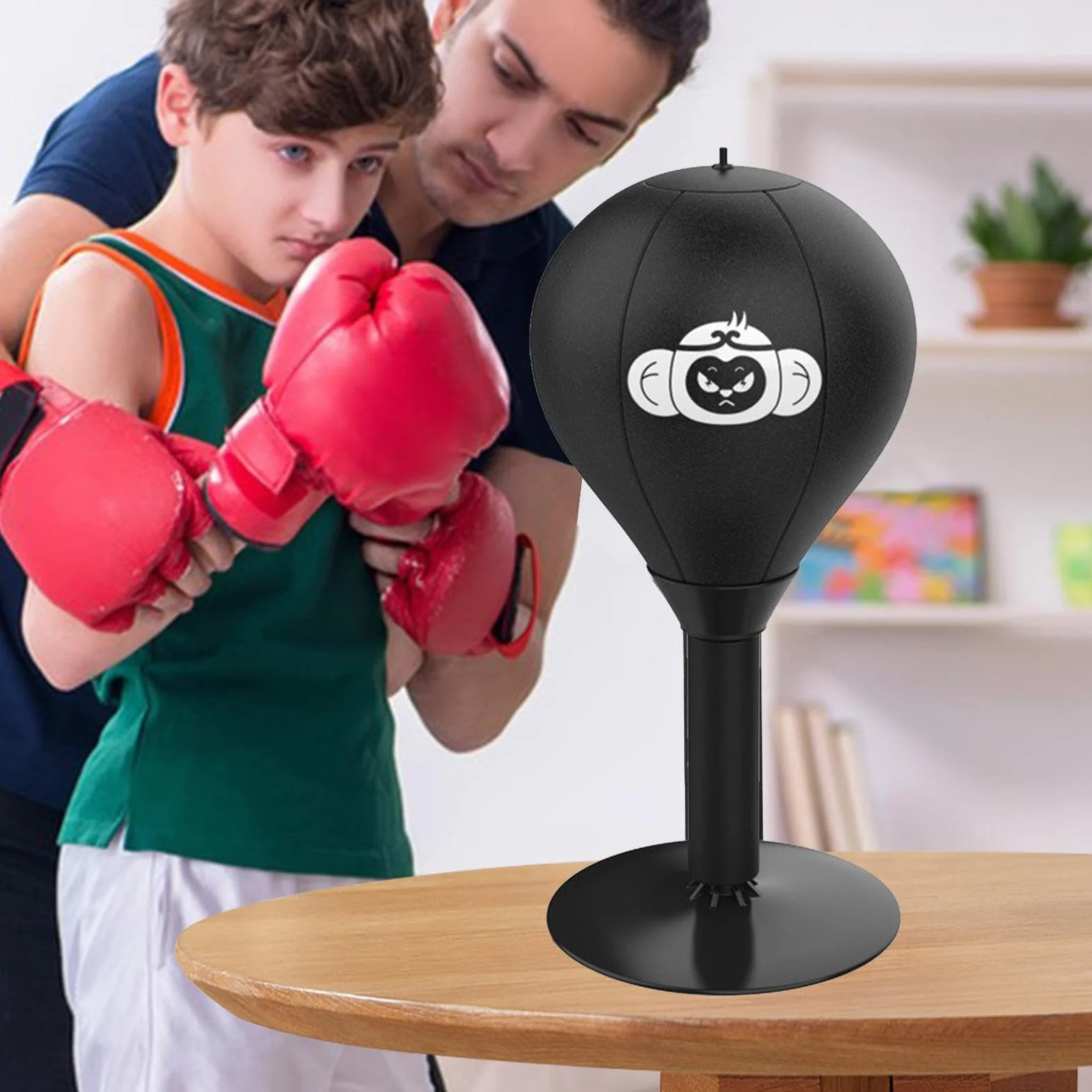 Boxeo de Escritorio para Estrés, Equipo de Gimnasio en Casa, Gadgets de Manejo de la Ira con Abrazadera y Ventosa