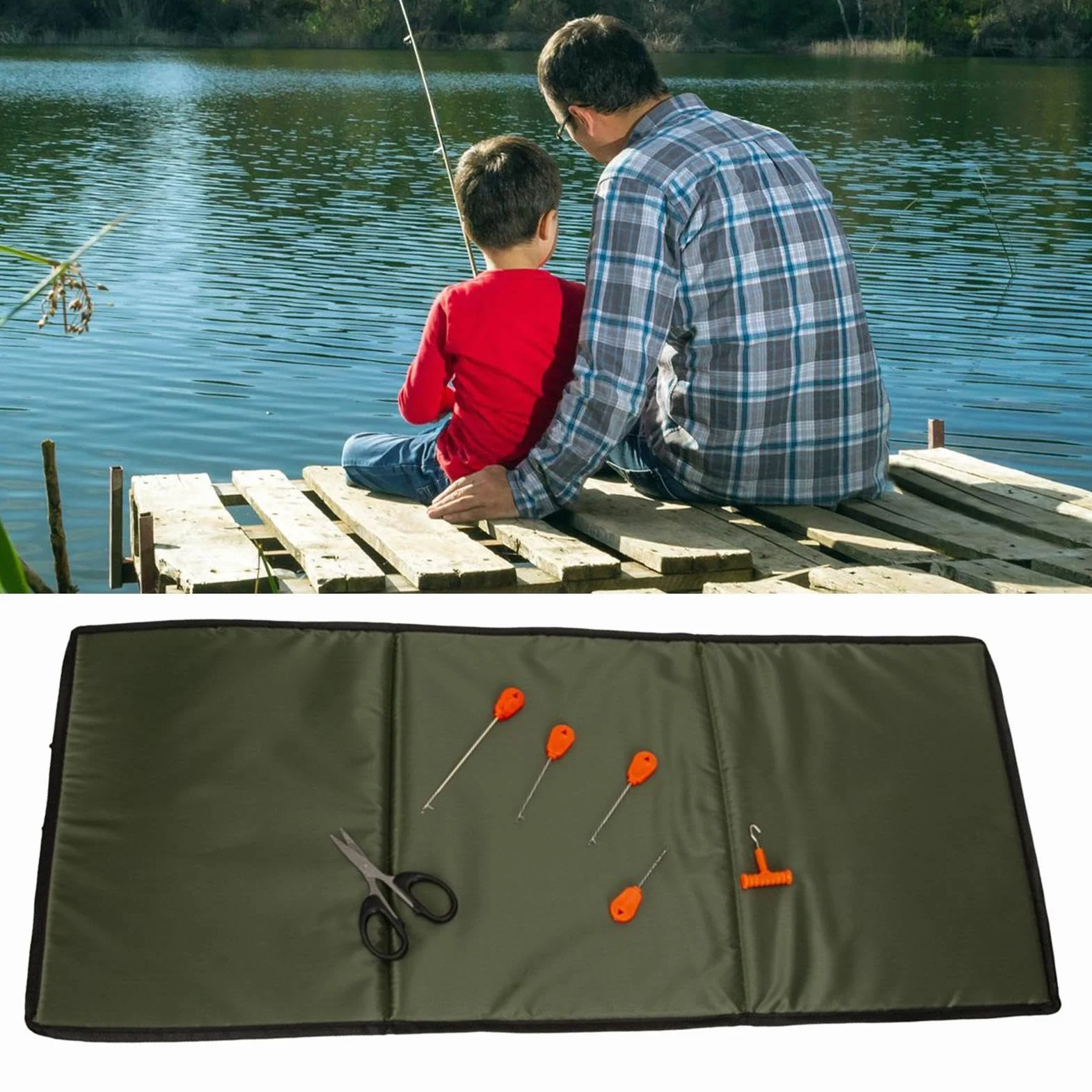 Estera de desenganche de pesca plegable portátil Juego de 7 alfombrillas de aterrizaje