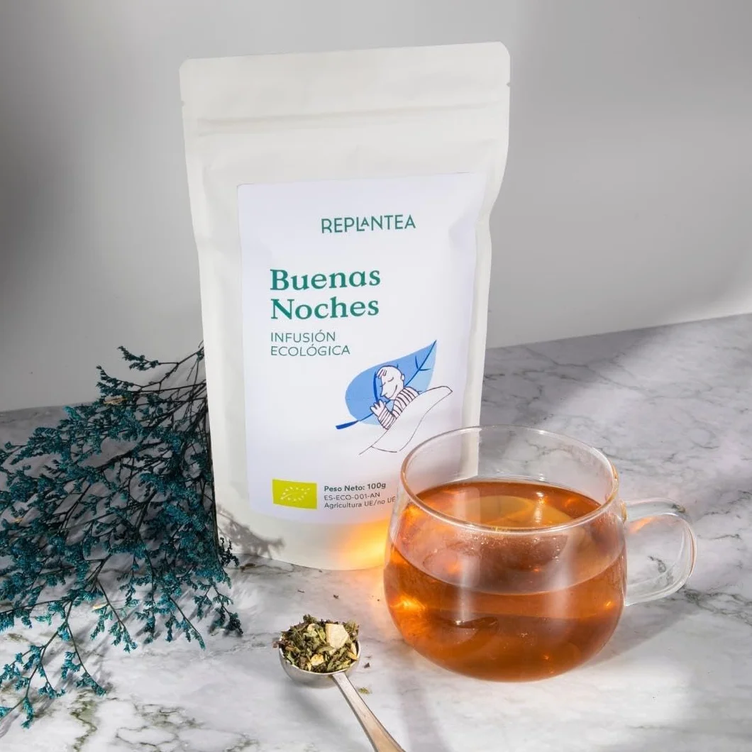 INFUSION PARA DORMIR Buenas Noches 100% Ecológica 100g (50 Tazas) | INFUSION DE MELISA con Hinojo, Anís, Naranja Orgánicos REPLANTEA®